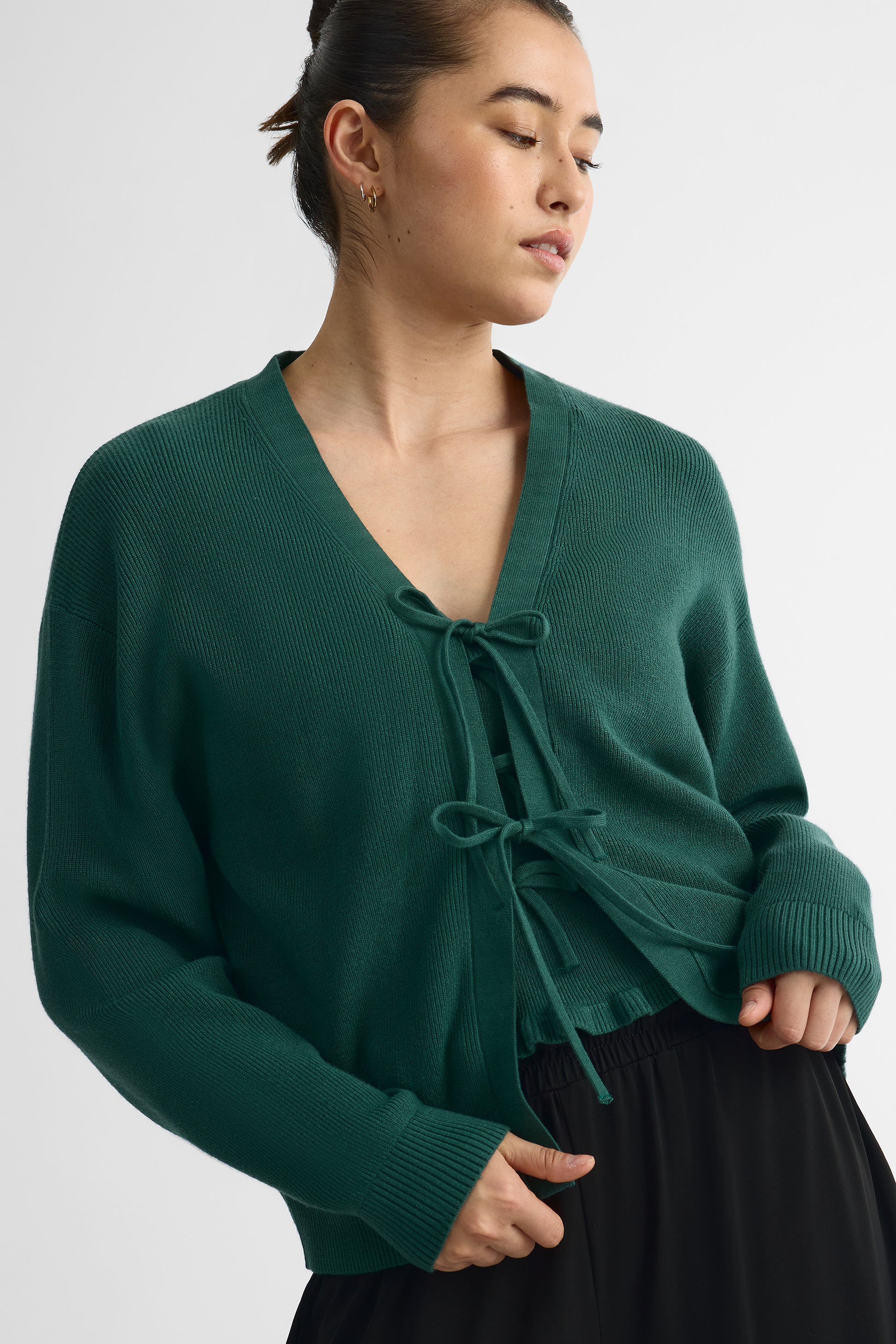 Cardigan long V-neck boxy fit – Femme && VERT