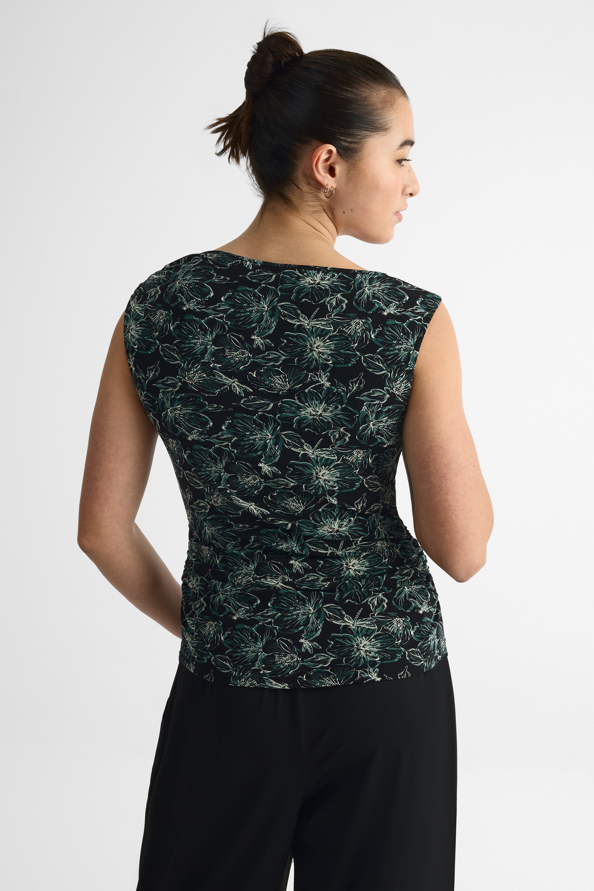 Chandail ajusté asymétrique à manches - Femme && NOIR/MULTI