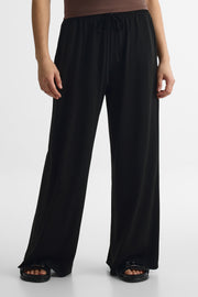 Pantalon large élastique taille haute – Femme && NOIR