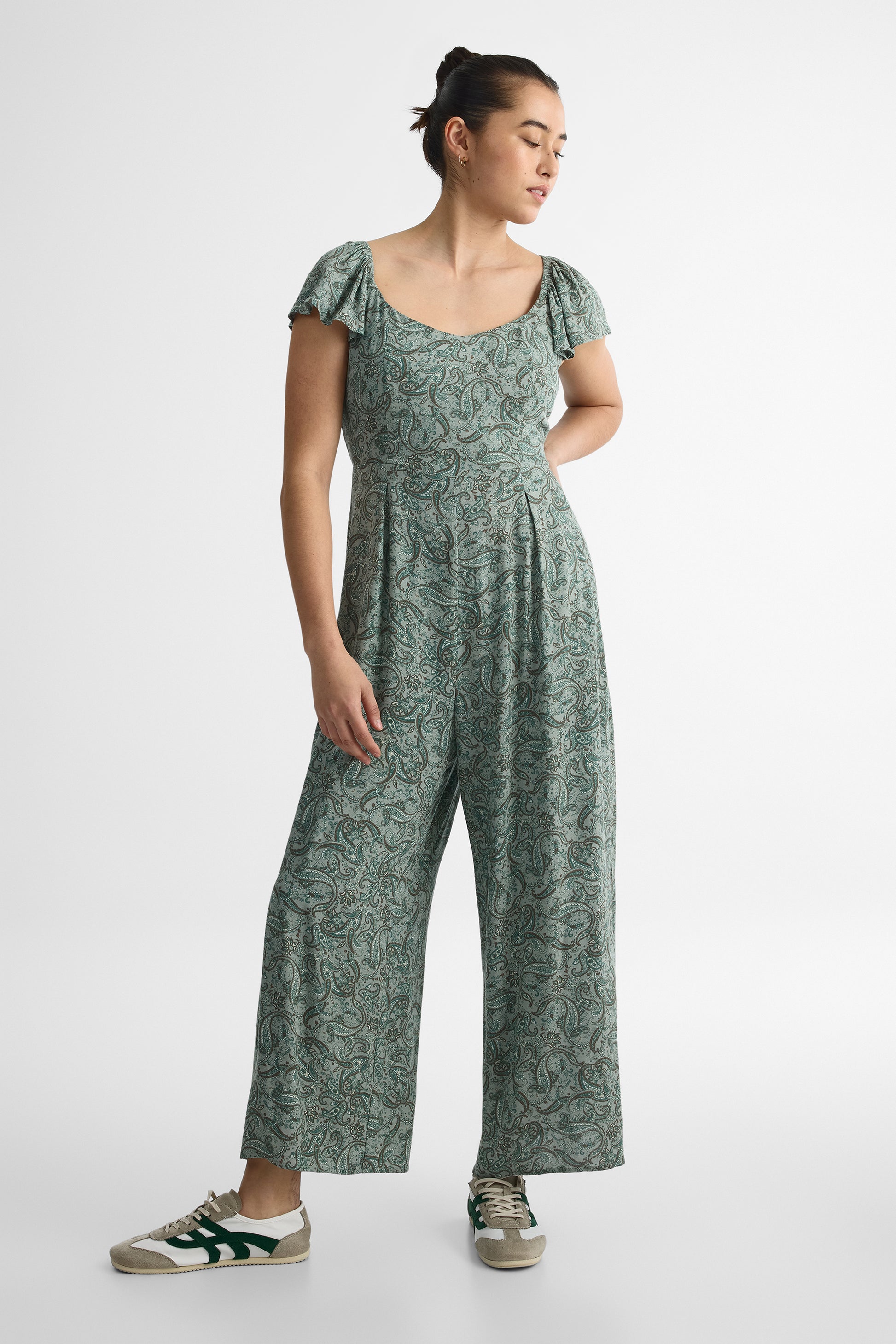 Jumpsuit V Neck à manches courtes - Femme && SARCELLE/MULTI