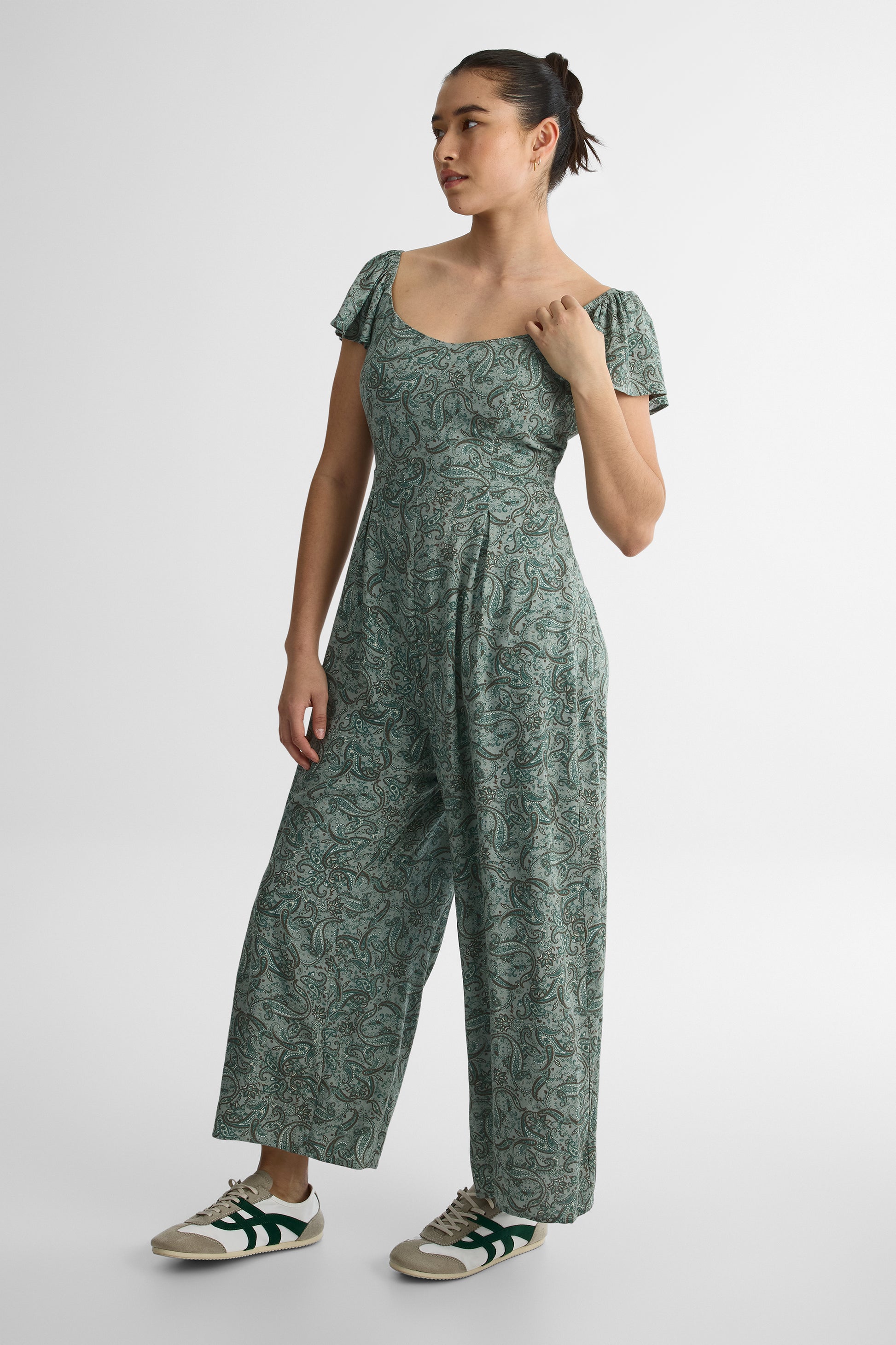 Jumpsuit V Neck à manches courtes - Femme && SARCELLE/MULTI