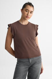 Chandail M/courtes flottantes en bambou - Femme && BRUN