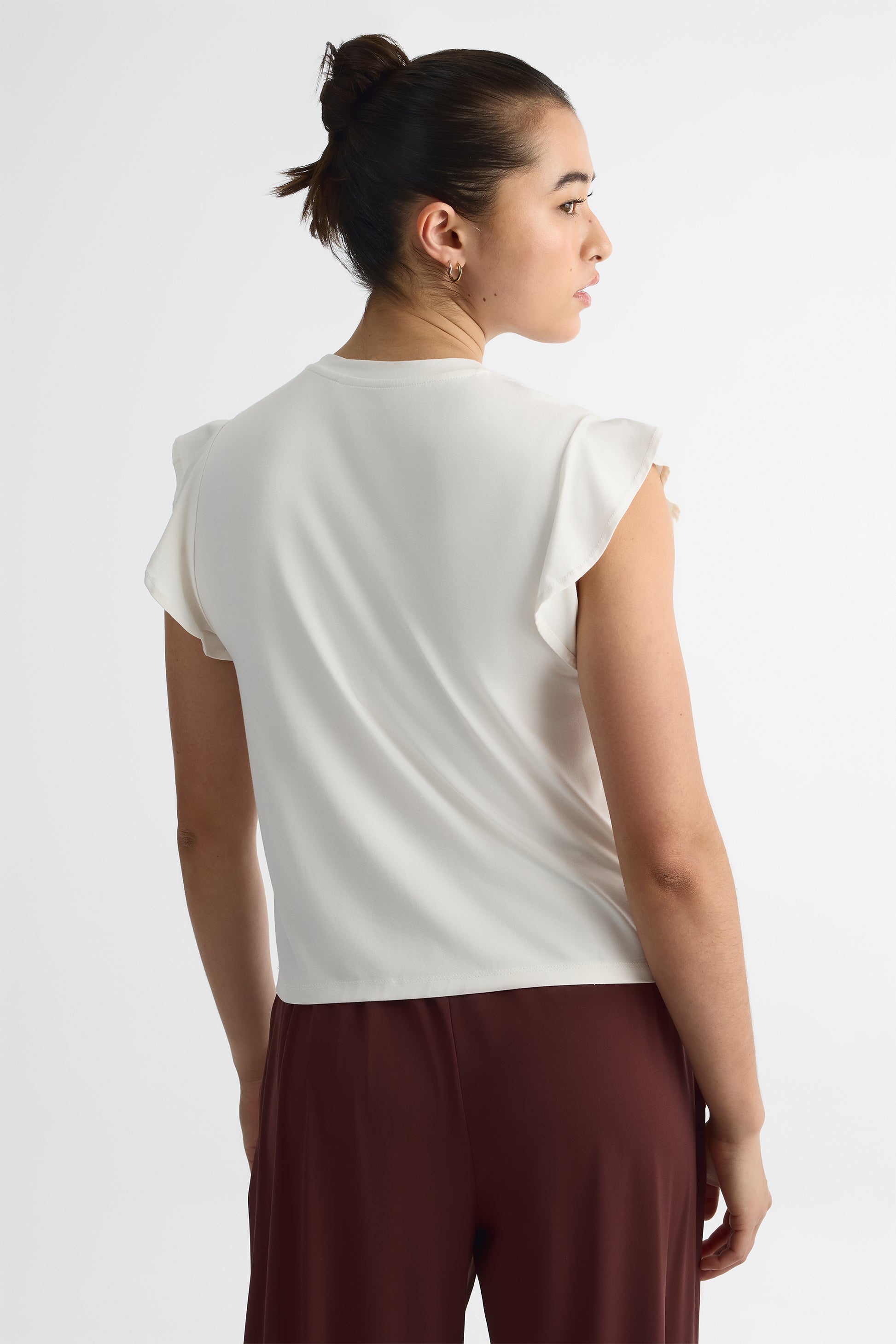 Chandail M/courtes flottantes en bambou - Femme && BLANC CASSÉ