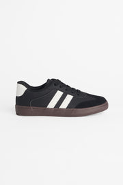 Soulier en suède lacé avec semelle en caoutchouc && NOIR
