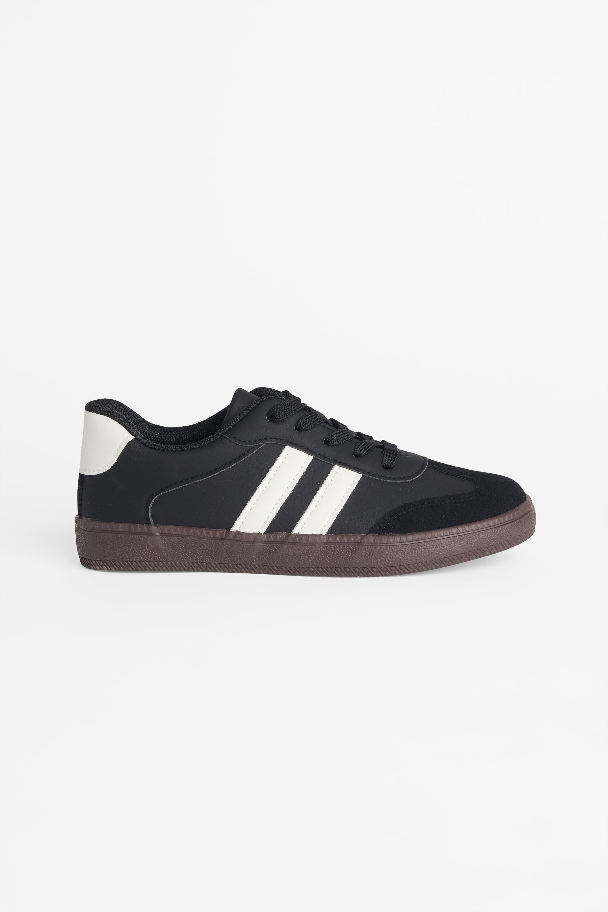 Soulier en suède lacé avec semelle en caoutchouc && NOIR