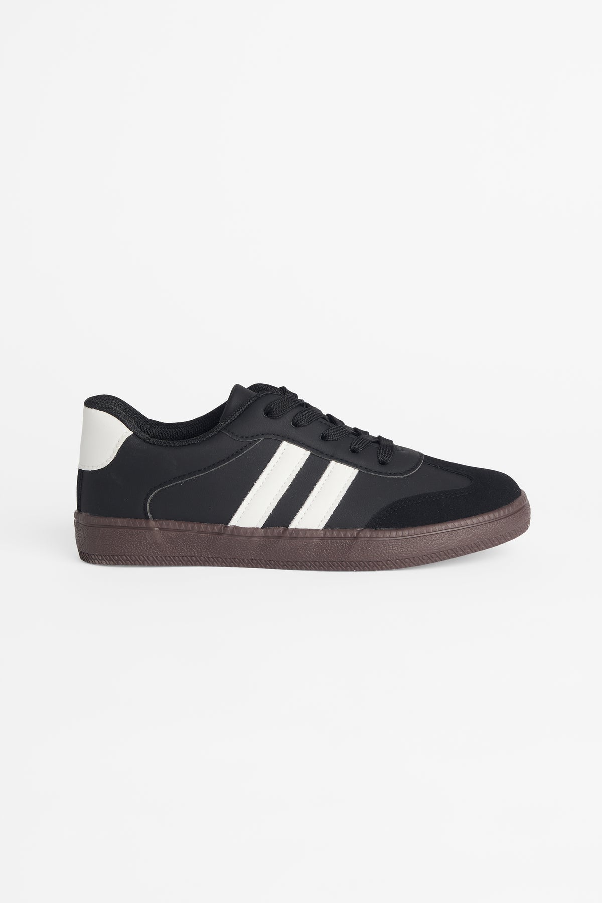 Soulier en suède lacé avec semelle en caoutchouc && NOIR