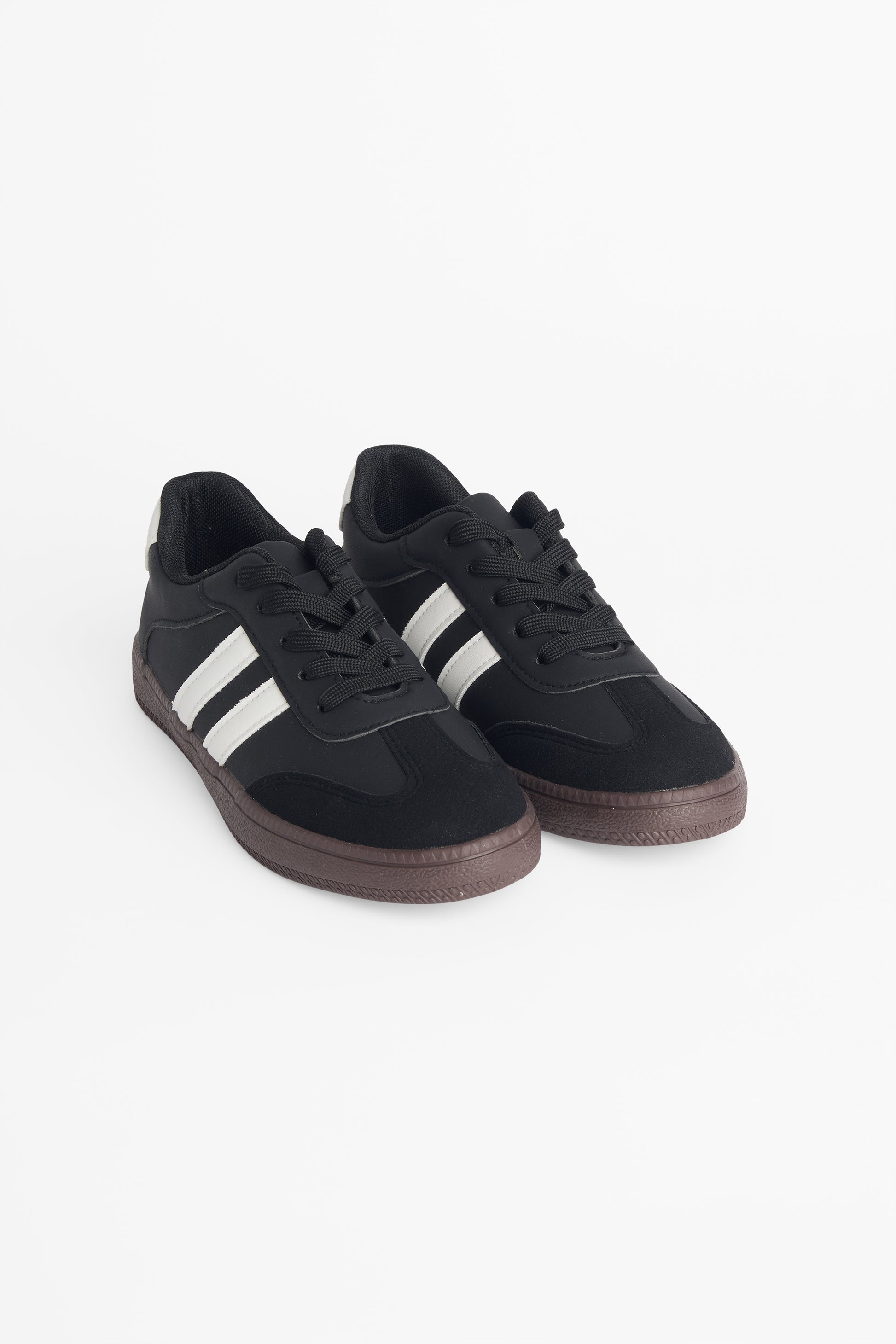 Soulier en suède lacé avec semelle en caoutchouc && NOIR