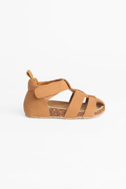 Sandales unisexes en nubuck avec velcro - Bébé && BRUN