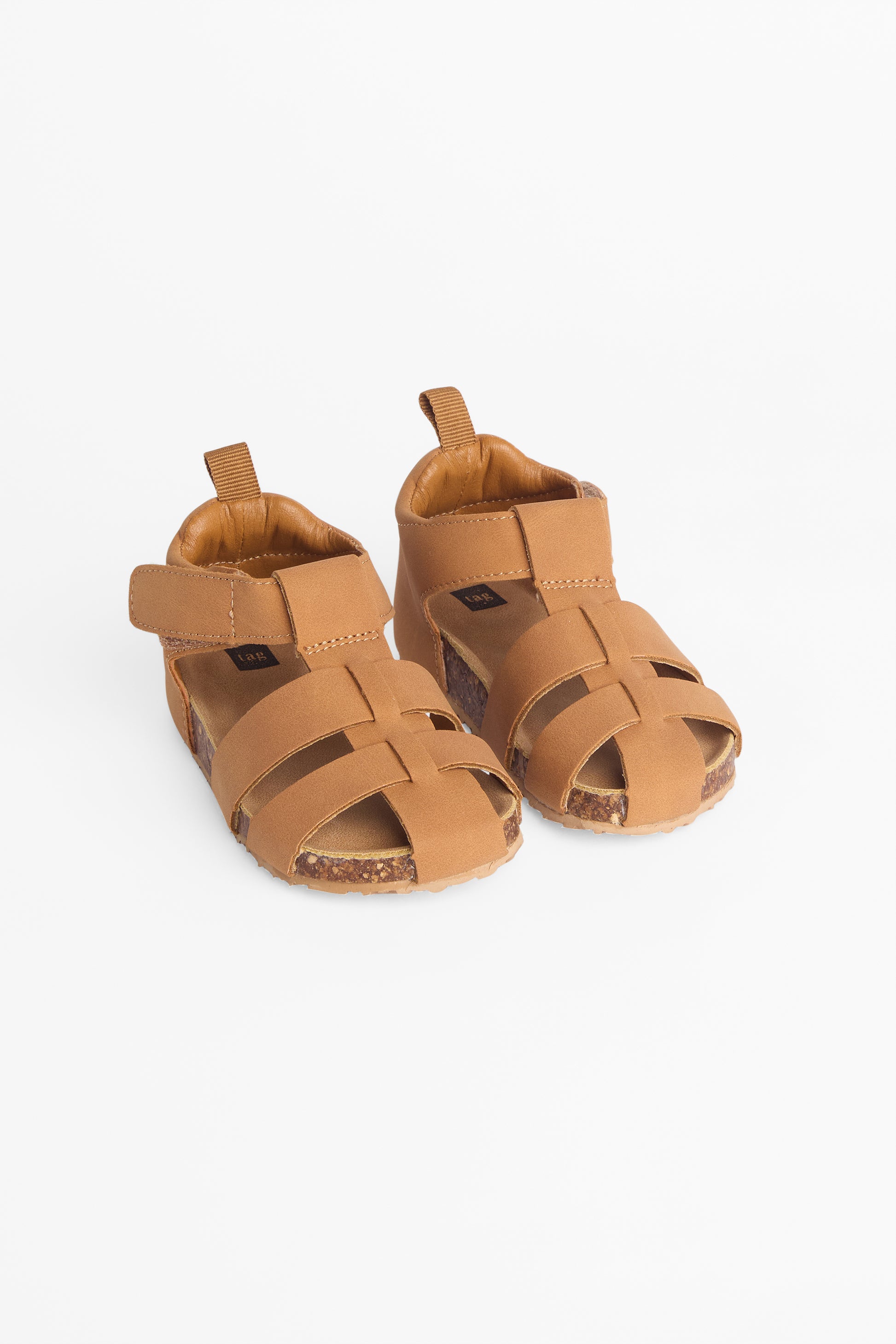Sandales unisexes en nubuck avec velcro - Bébé && BRUN