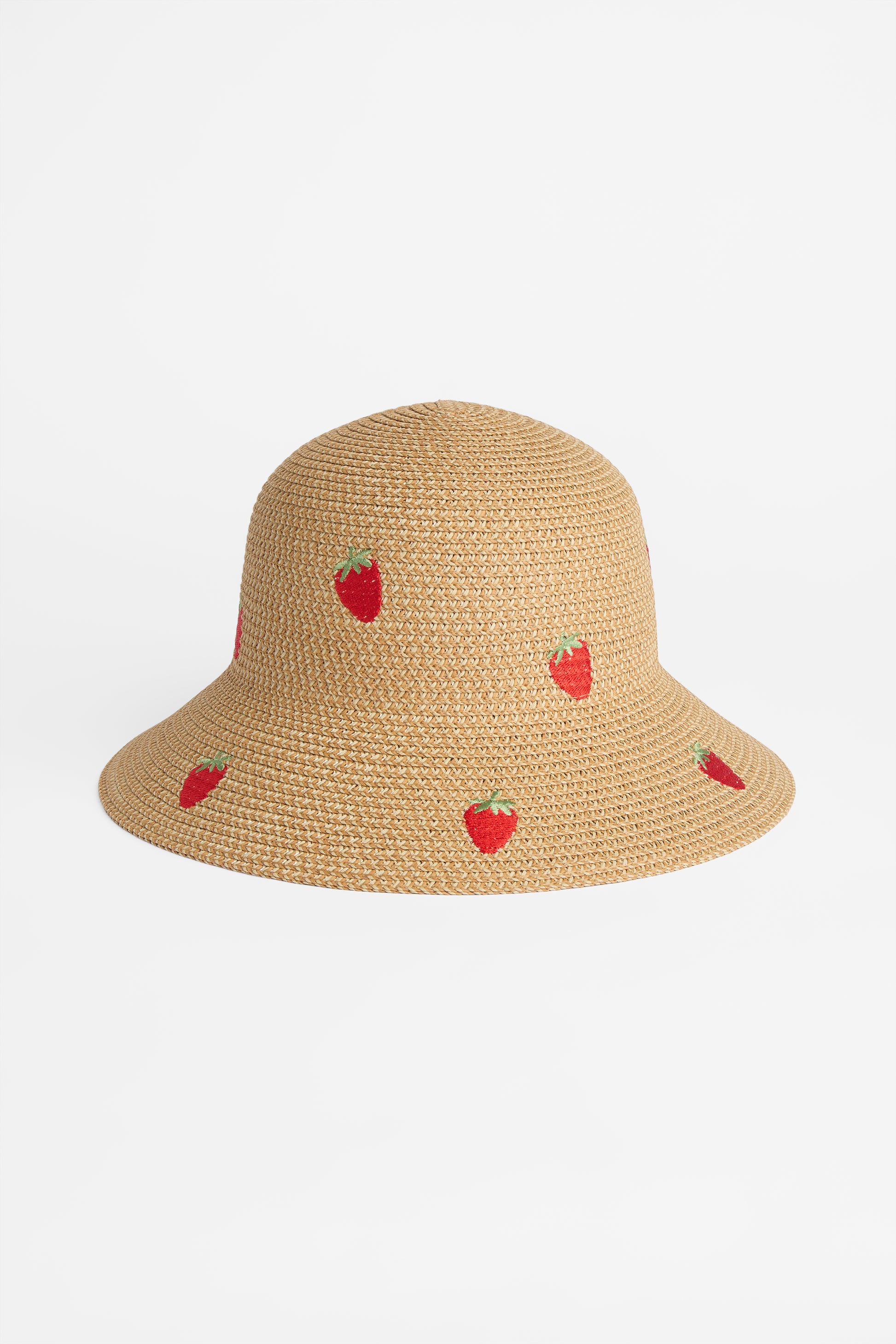 Chapeau capeline en paille brodé – Femme && NATUREL