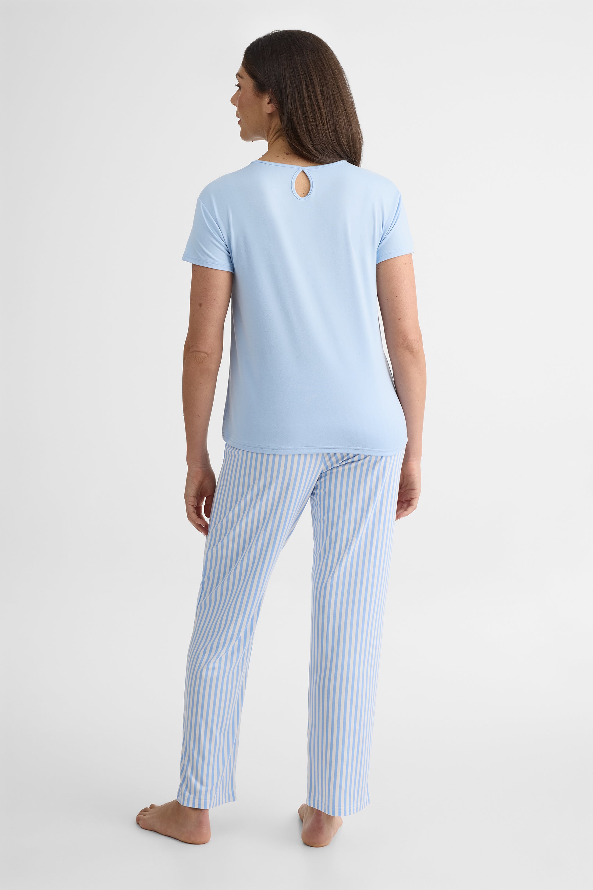 Pyjama T-shirt M/courtes et Pantalon Élastique - Ado fille && BLEU MULTI