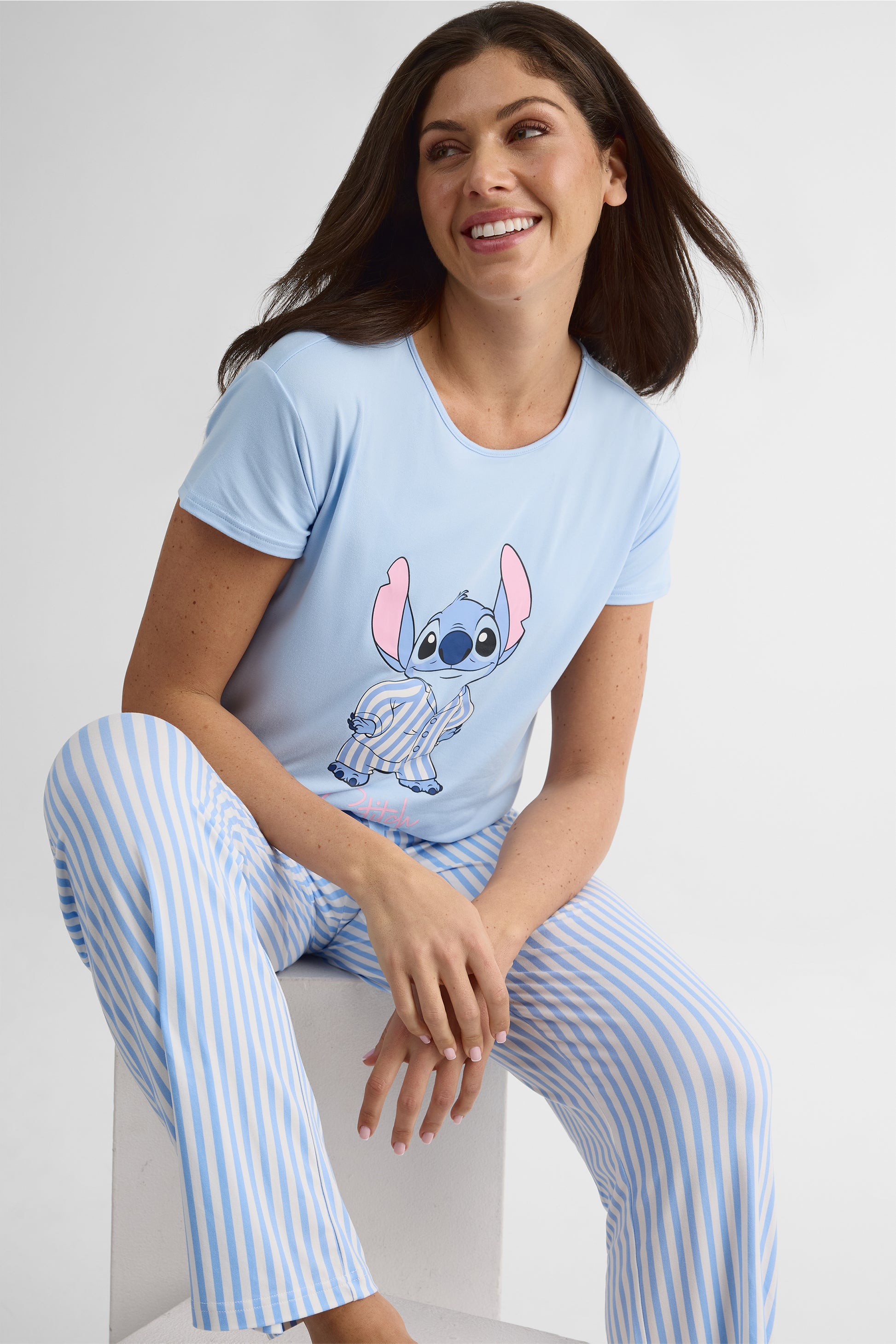 Pyjama T-shirt M/courtes et Pantalon Élastique - Ado fille && BLEU MULTI