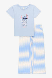 Pyjama T-shirt M/courtes et pantalon élastique - Homme && BLEU MULTI