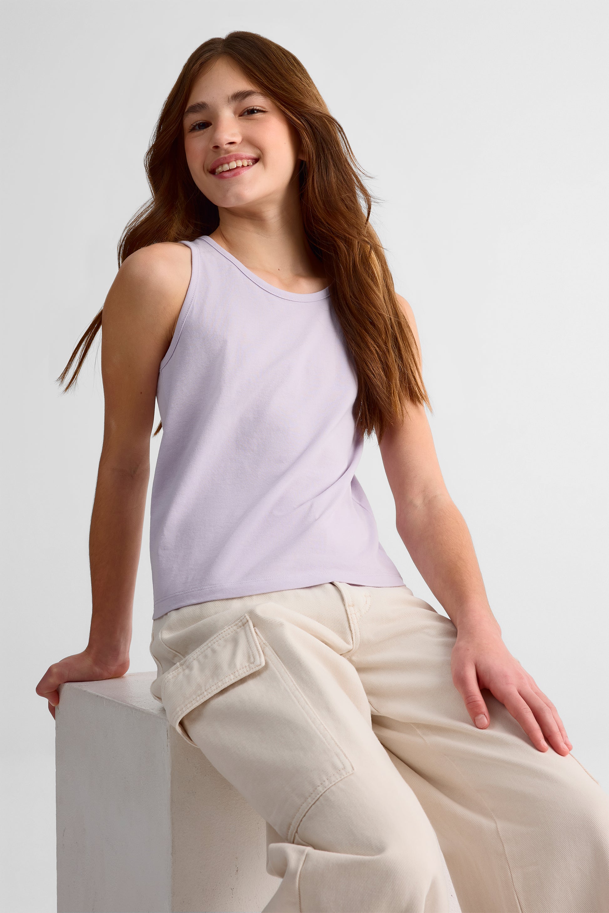 Camisole col rond unie en jersey – Femme && LILAS