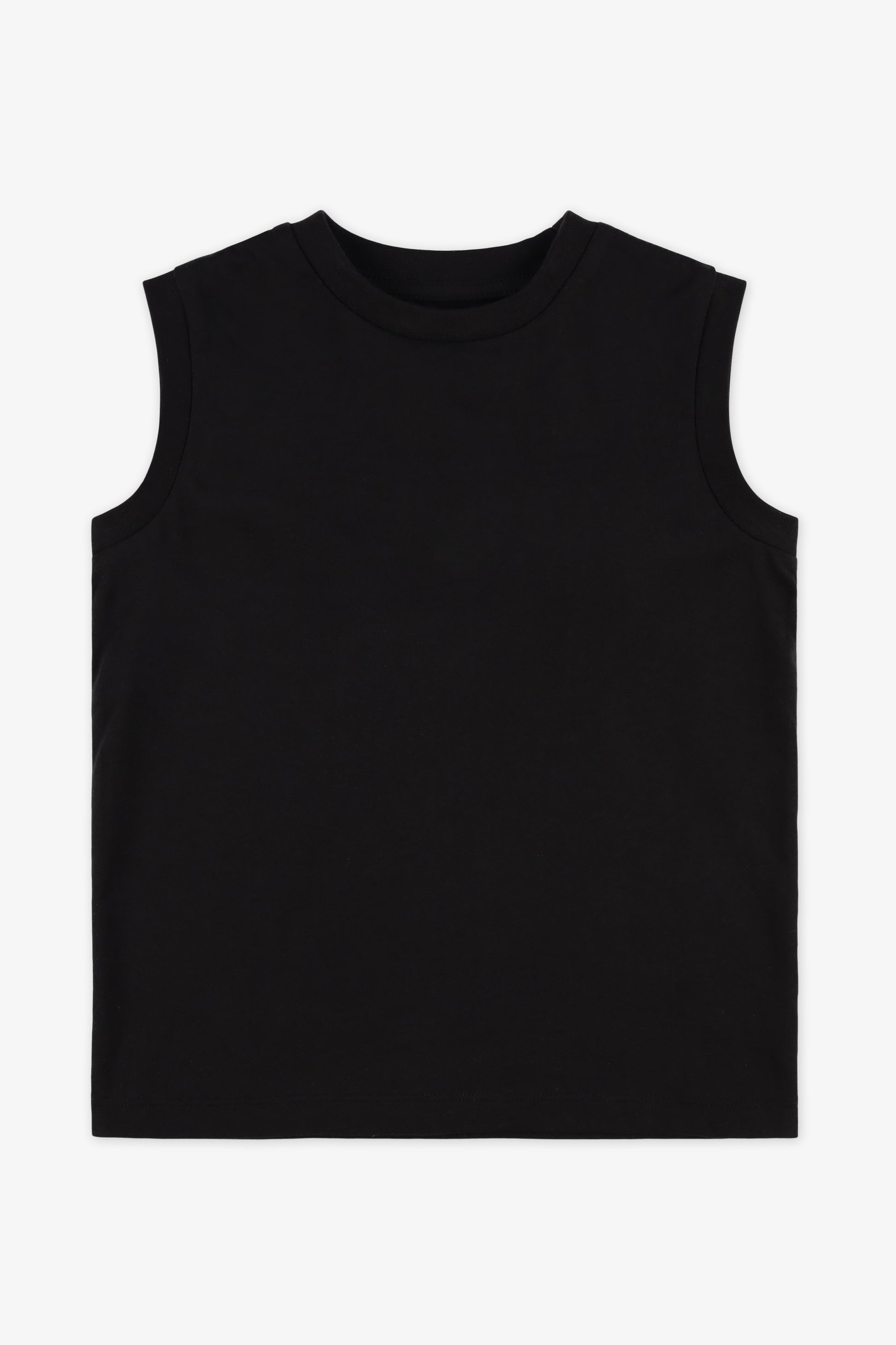 Camisole col rond unie en jersey - Enfant fille && NOIR