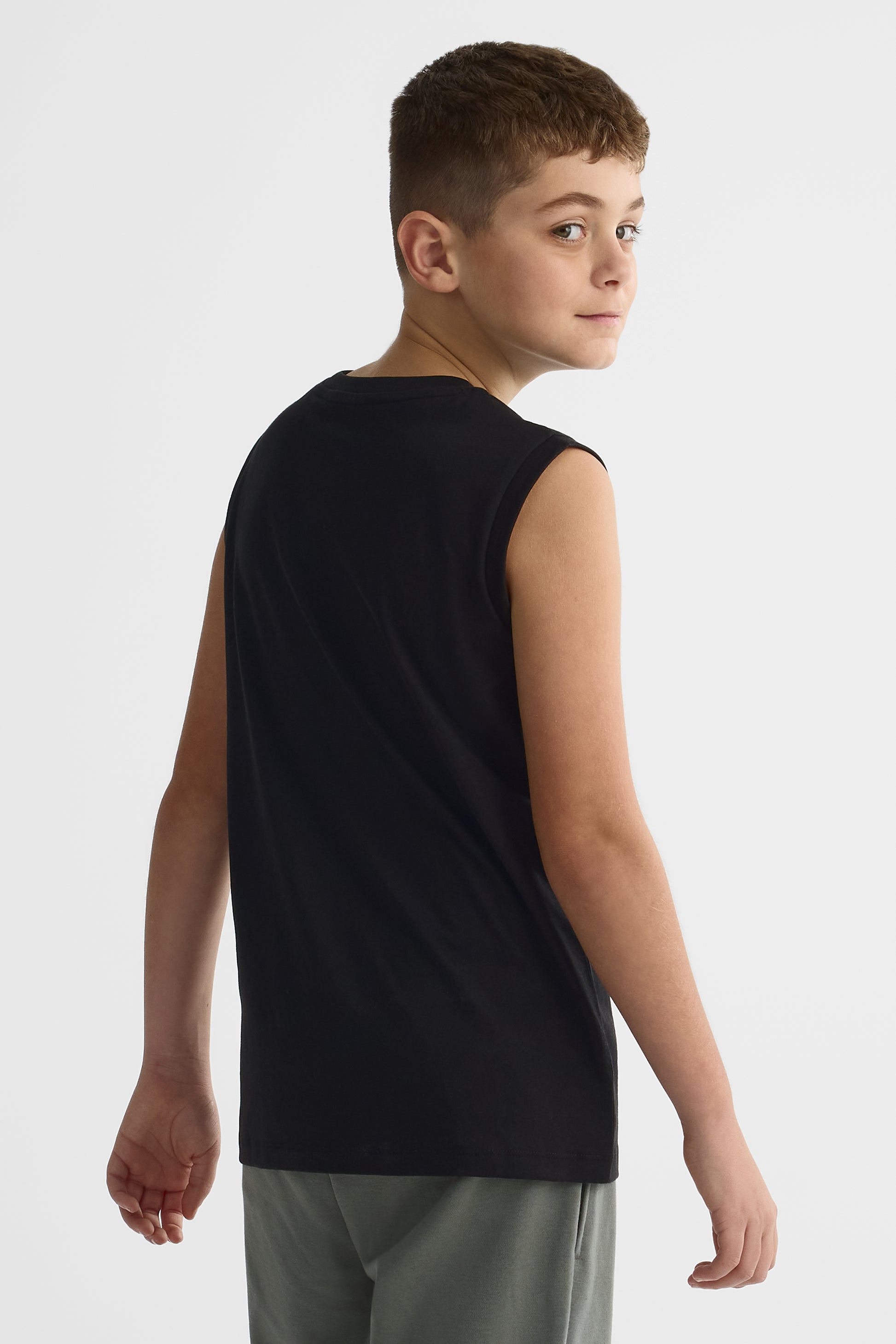 Camisole col rond unie en jersey - Ado fille && NOIR