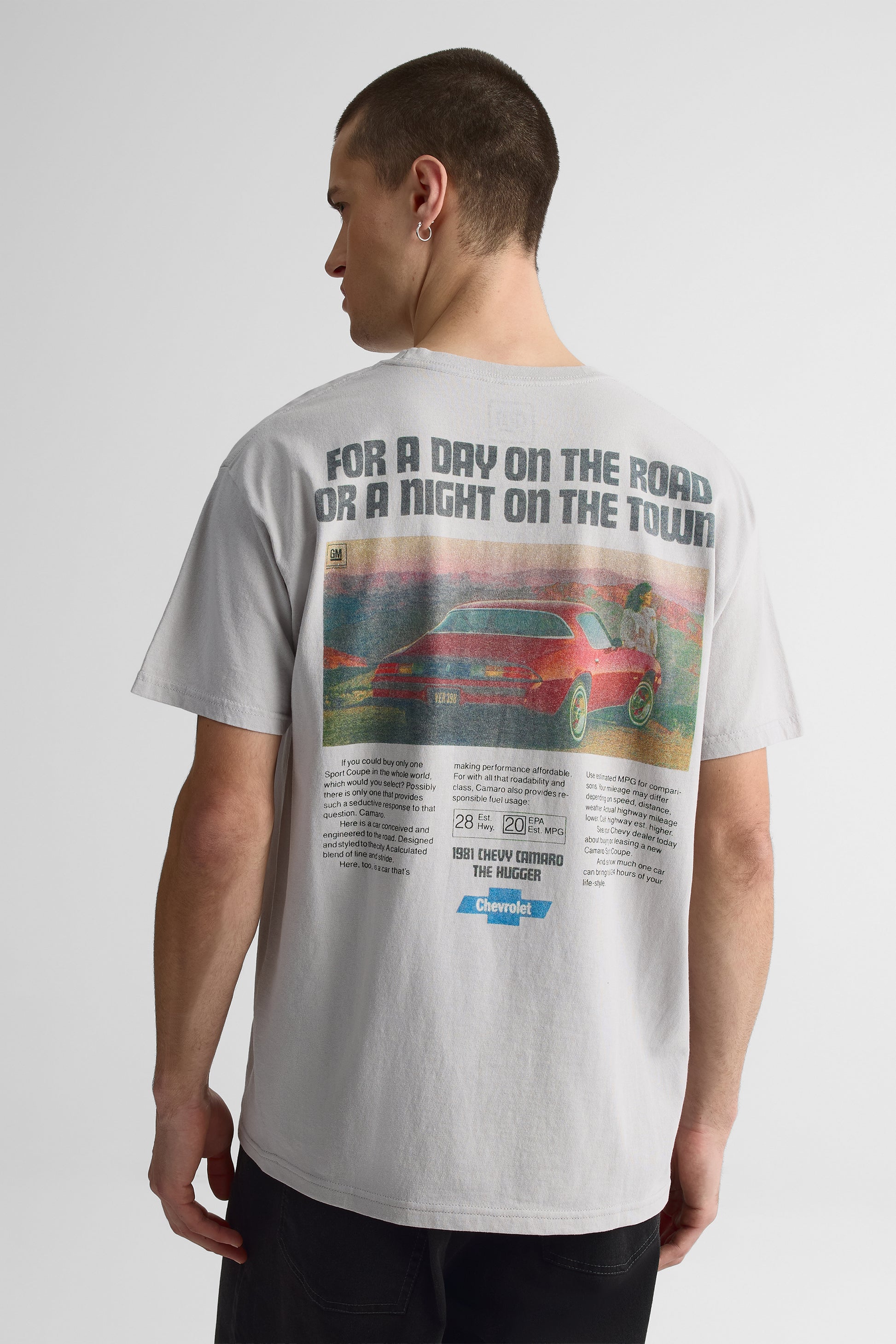 T-shirt graphique col rond manches courtes – Homme && GRIS