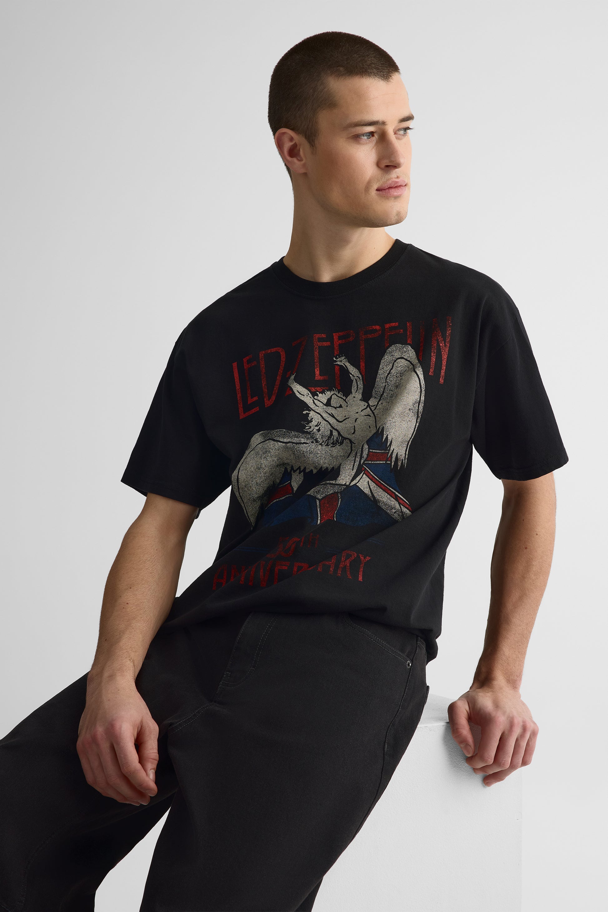 T-shirt graphique Led Zeppelin col rond - Homme && CHARBON