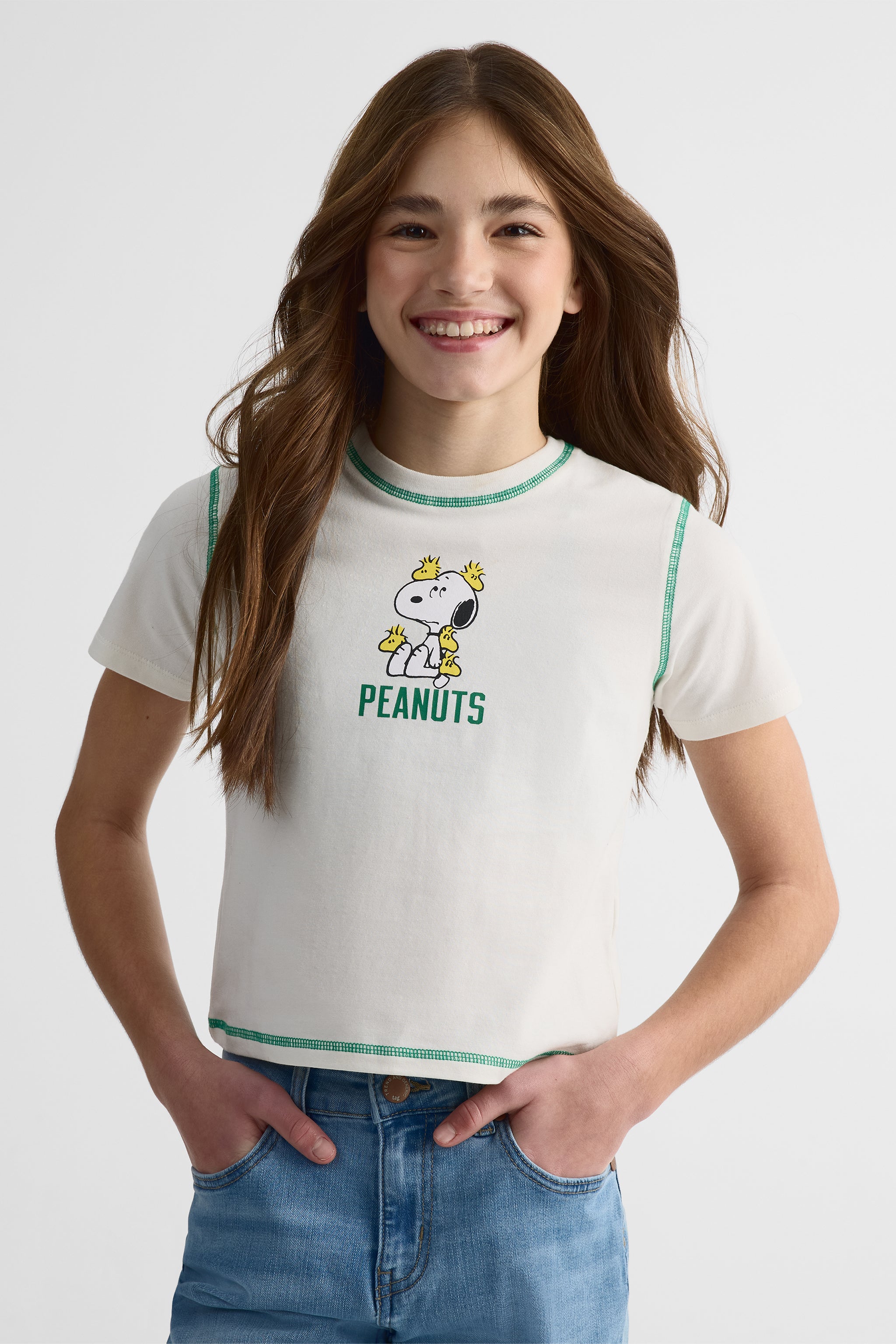 Chandail M/courtes graphique Peanuts - Enfant garçon && BLANC CASSÉ
