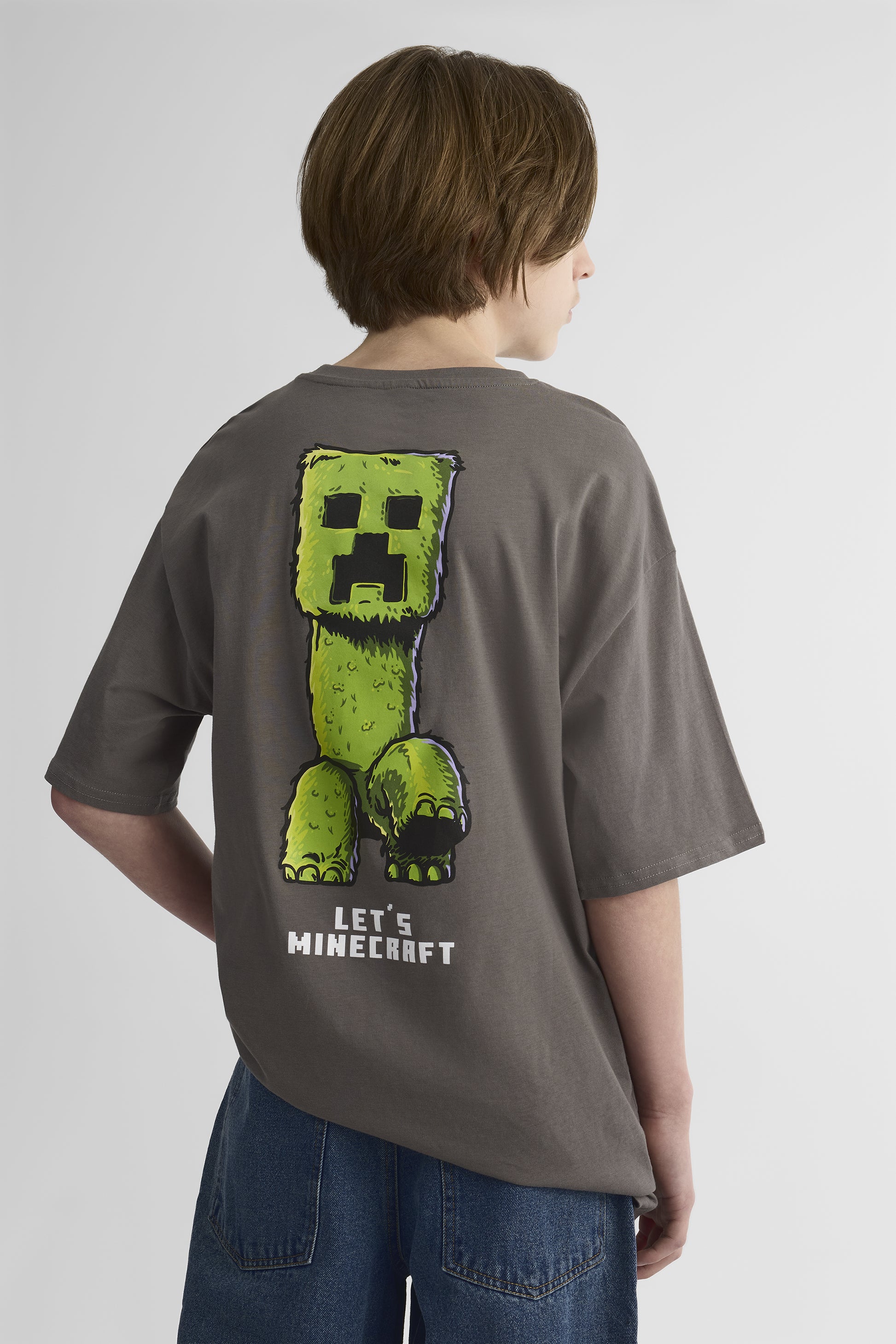 Chandail M/courtes graphique Minecraft – Ado fille && CHARBON