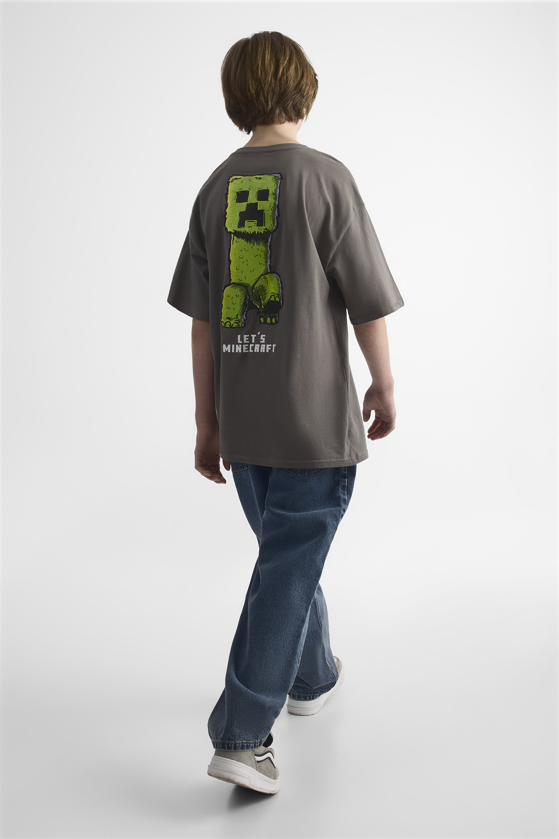 Chandail M/courtes graphique Minecraft – Ado fille && CHARBON