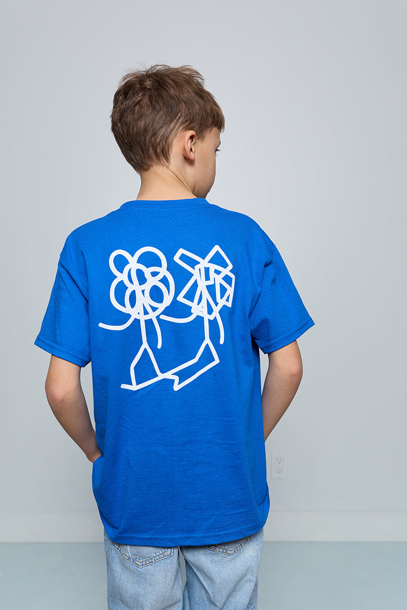 T-shirt unisexe col rond à imprimé au dos, Différent comme t && BLEU