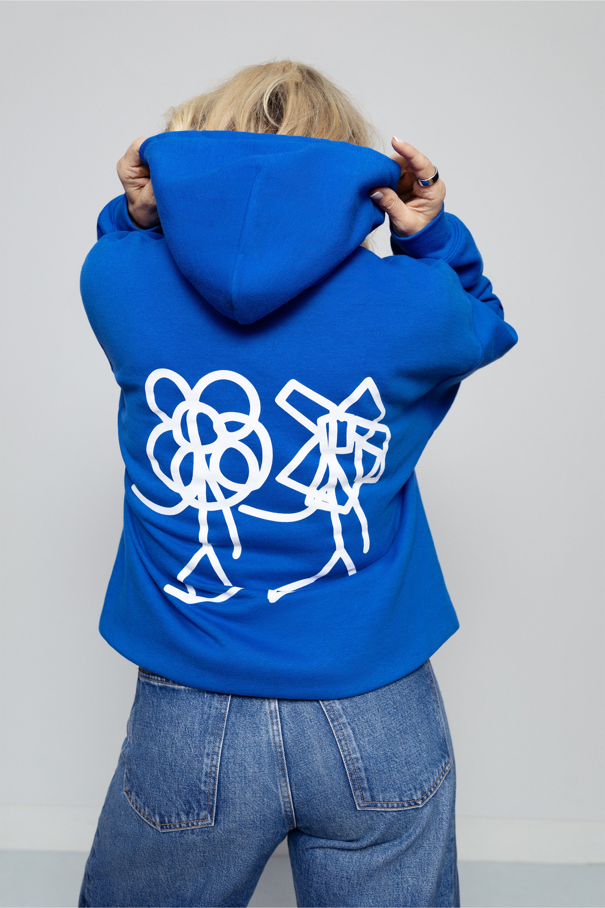 Chandail à capuchon ouaté unisexe à imprimé, Différent comme && BLEU