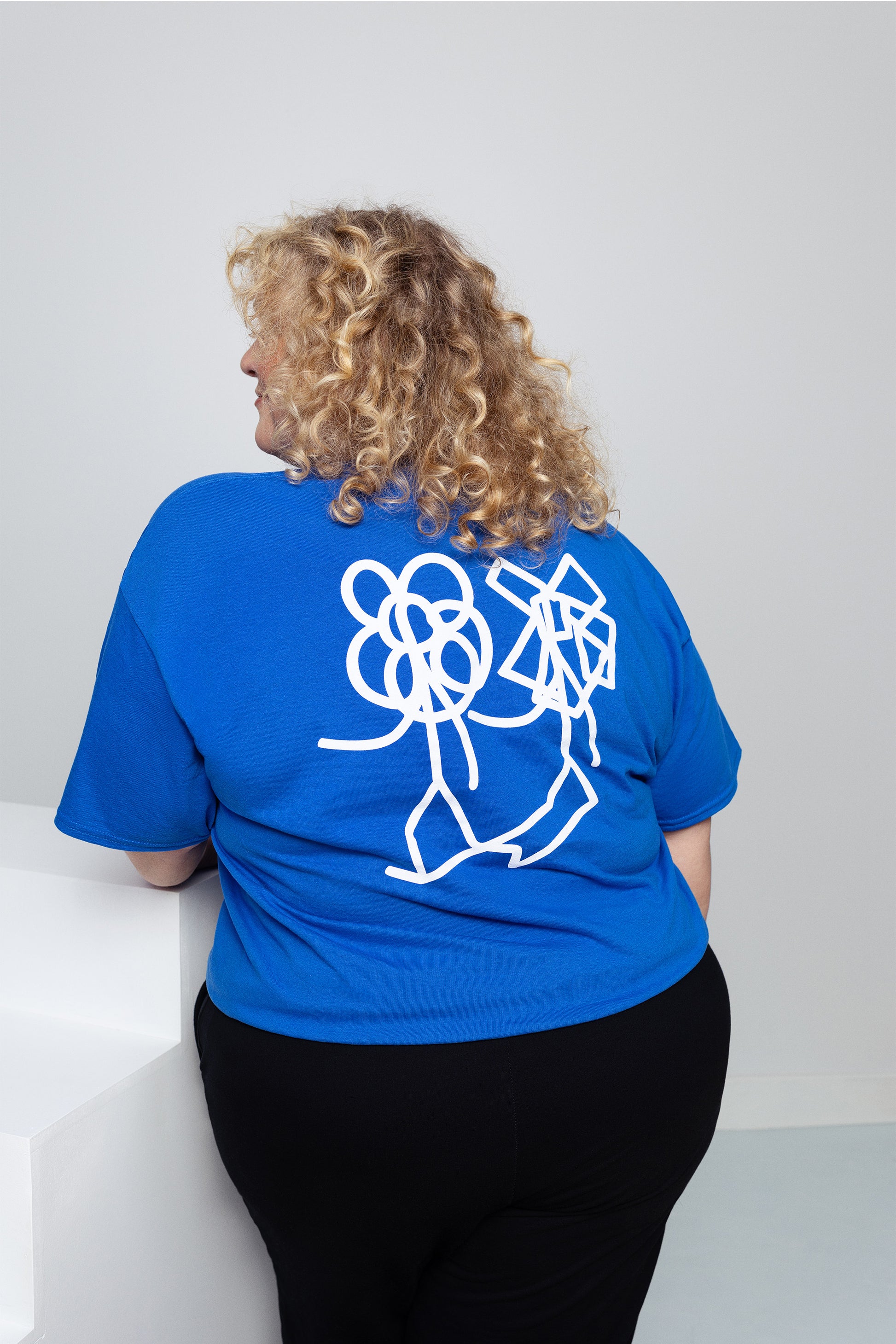 T-shirt unisexe col rond à imprimé au dos, Différent comme t && BLEU