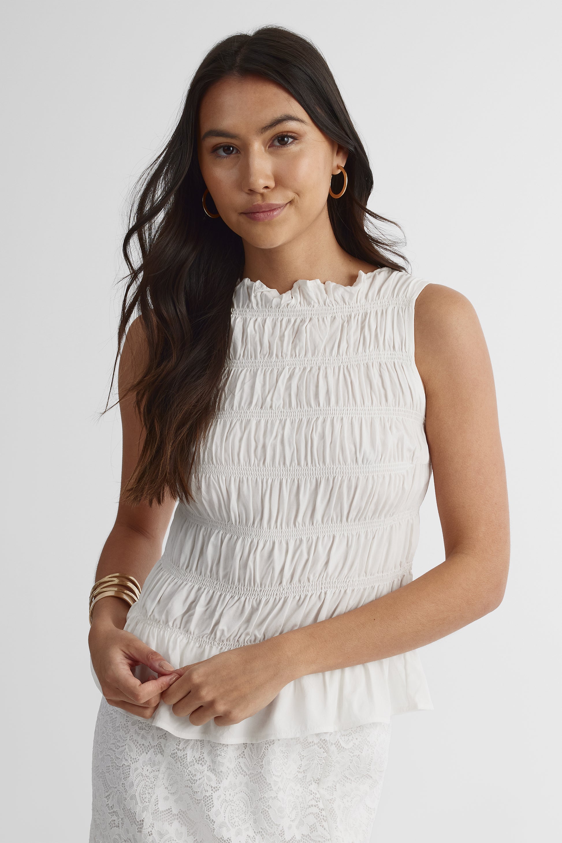 Camisole uni dos nu en viscose – Femme && BLANC