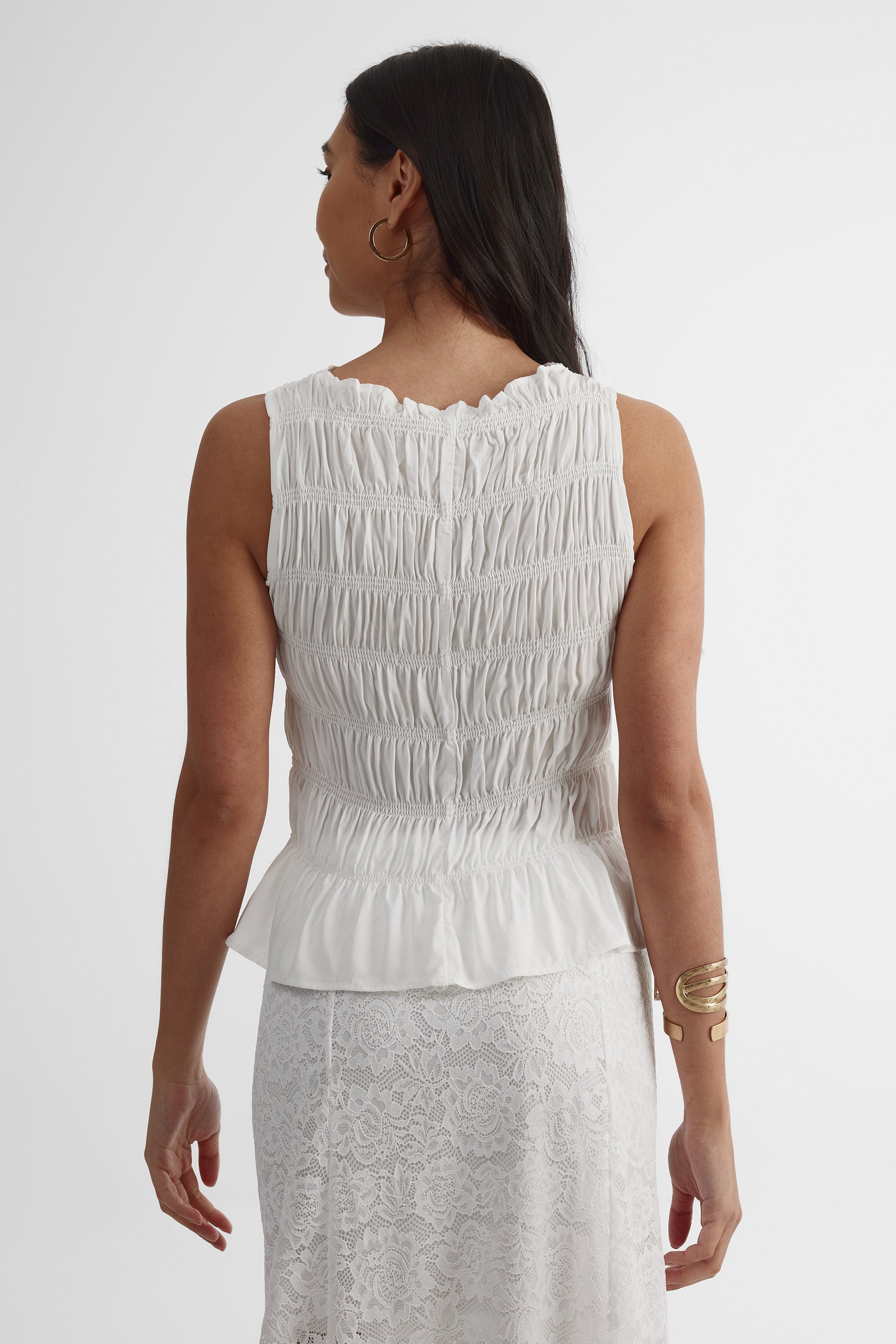 Camisole uni dos nu en viscose – Femme && BLANC