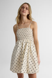 Robe à pois effet ballon – Femme && BLANC/NOIR