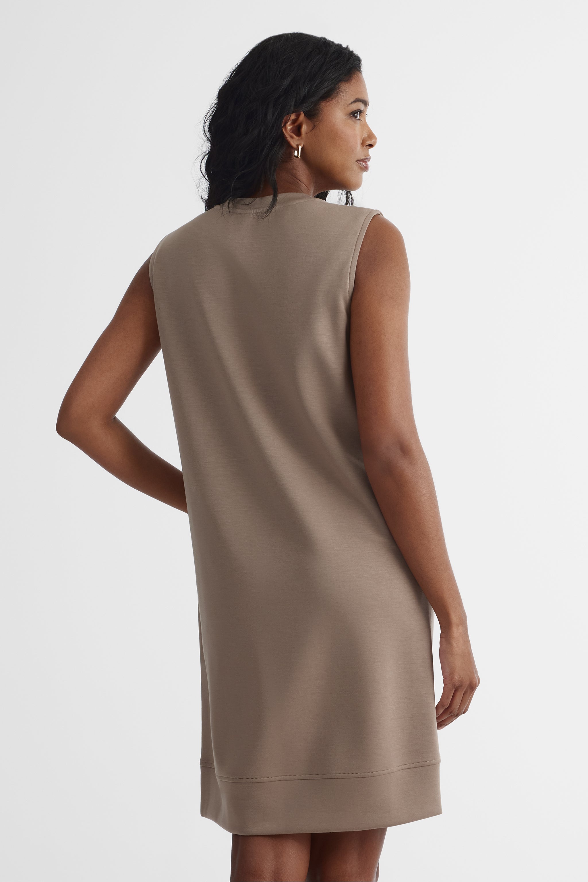 Robe S/manches Crew Neck avec poches - Femme && BEIGE