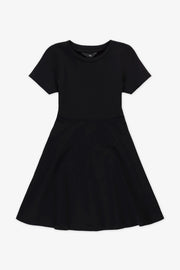 Robe à manches courtes col rond - Enfant fille && NOIR