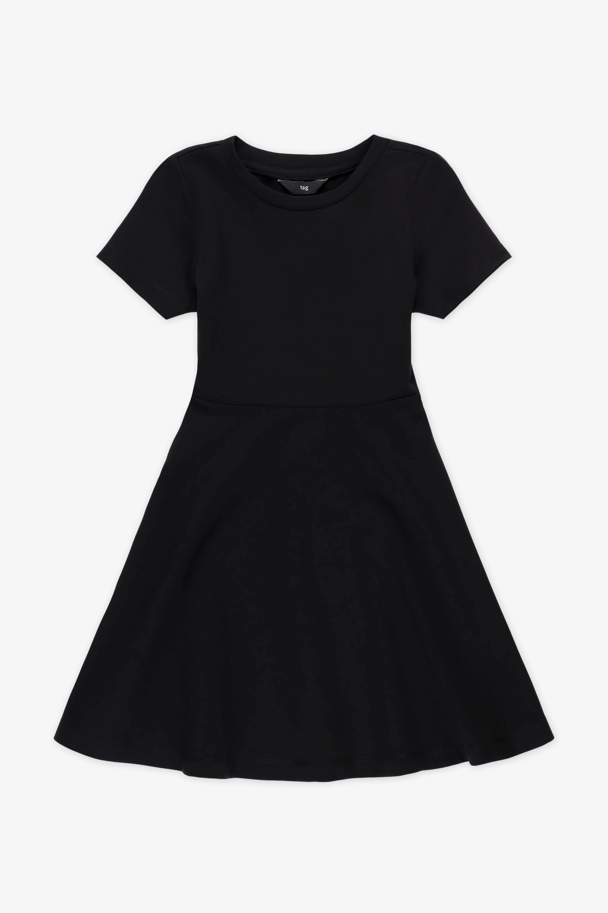 Robe à manches courtes col rond - Enfant fille && NOIR