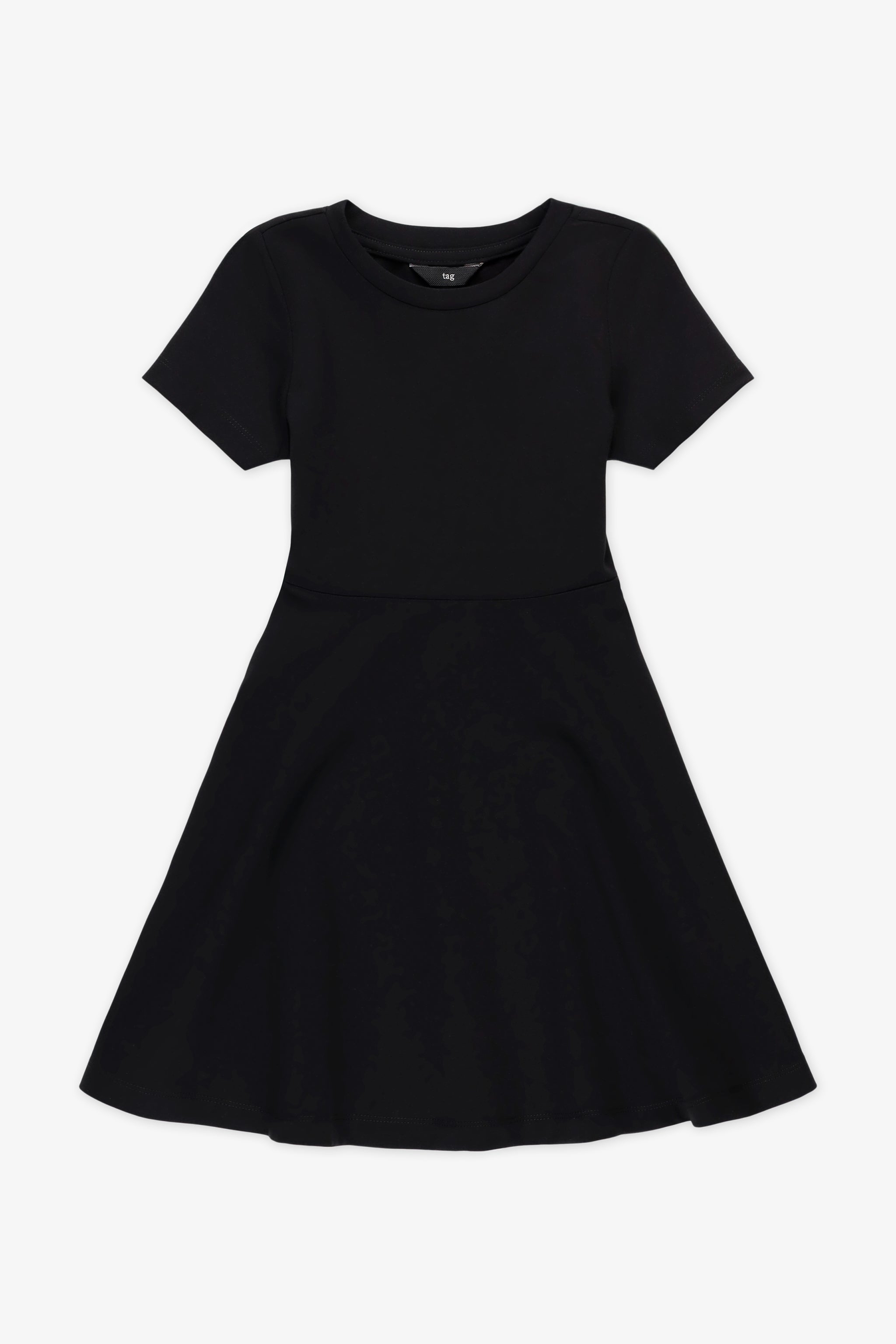 Robe à manches courtes col rond - Enfant fille && NOIR