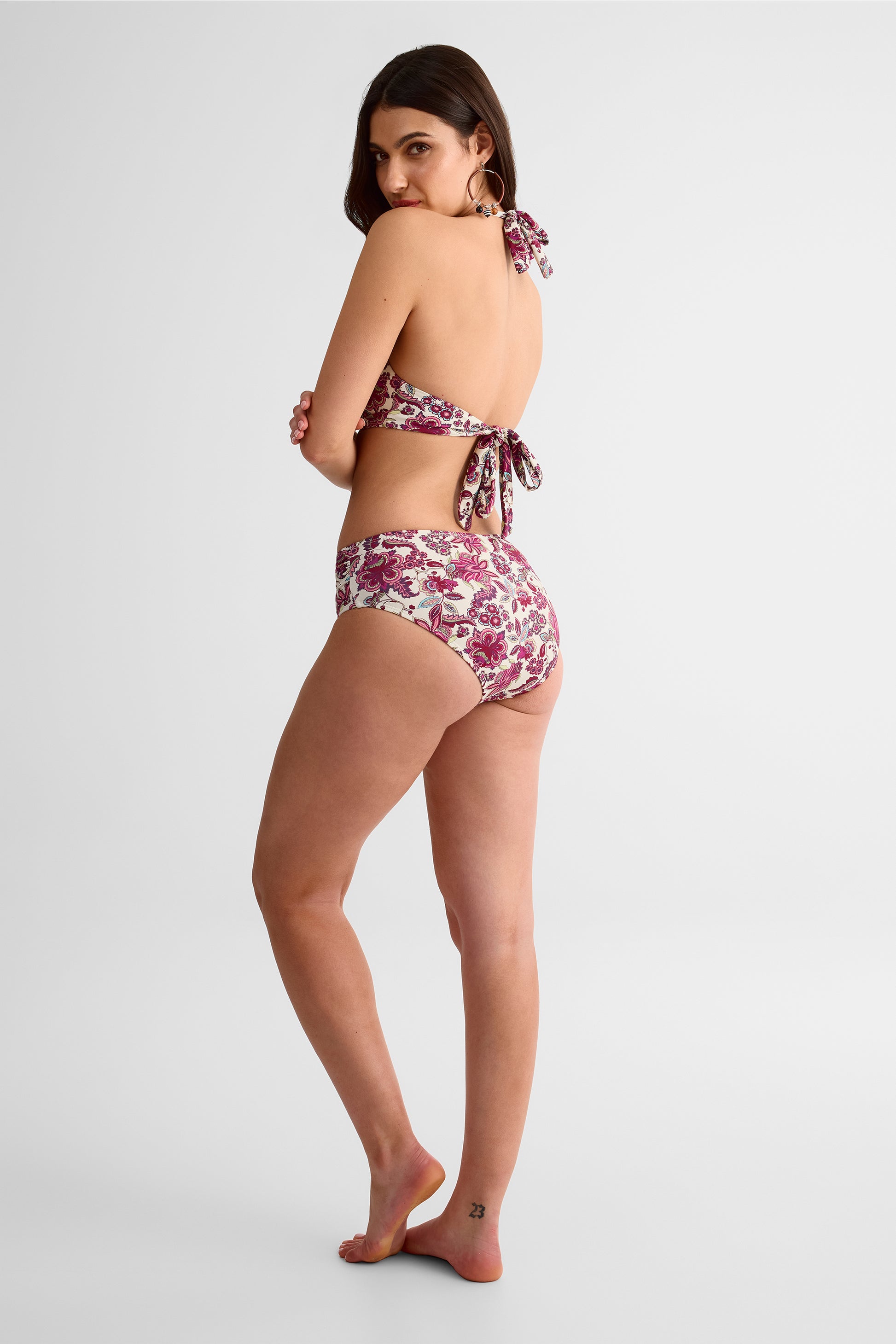 Culotte de bain taille haute - Femme && TAUPE MULTI