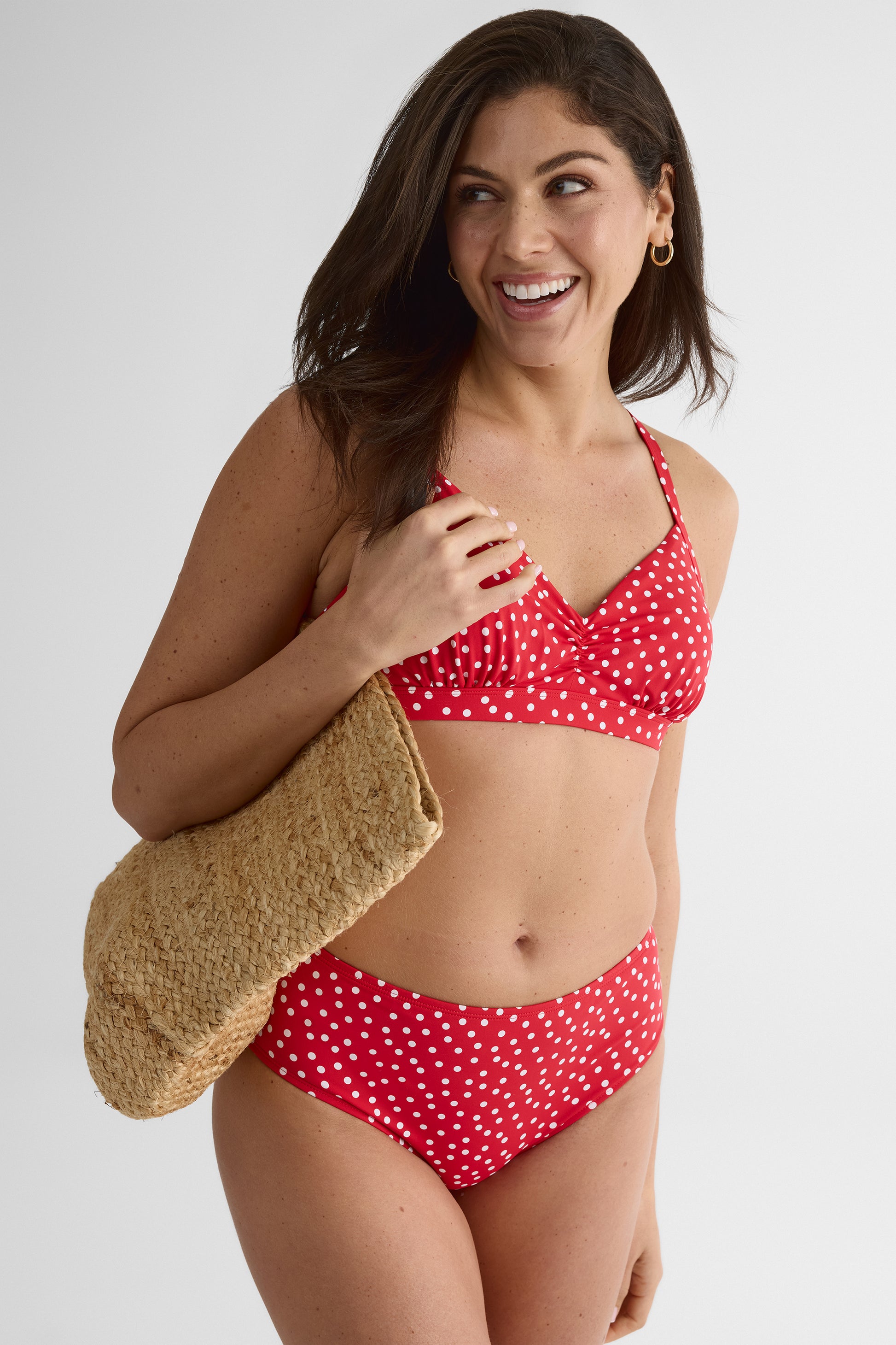 Culotte de maillot bikini mi-taille - Femme && ROUGE/MULTI