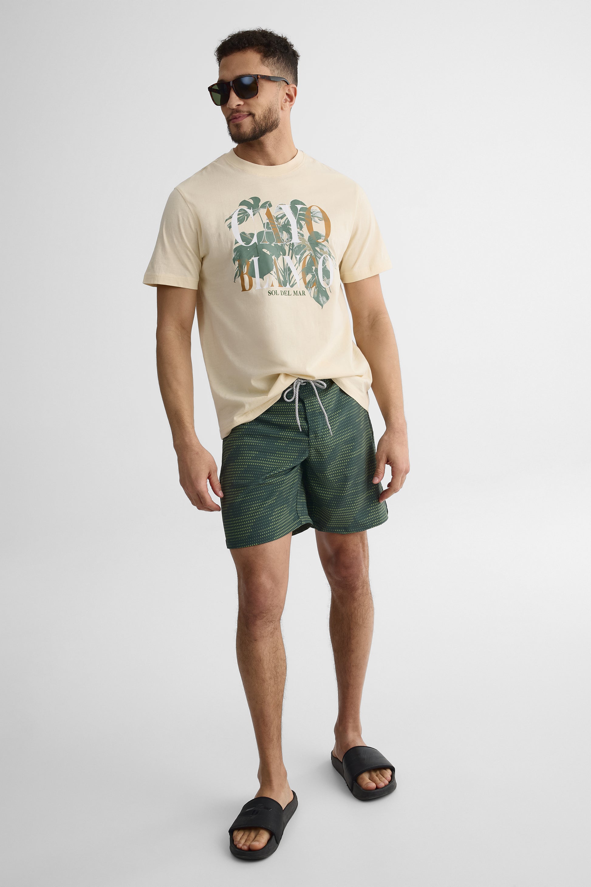 Maillot de bain élastique - Homme && VERT/MULTI