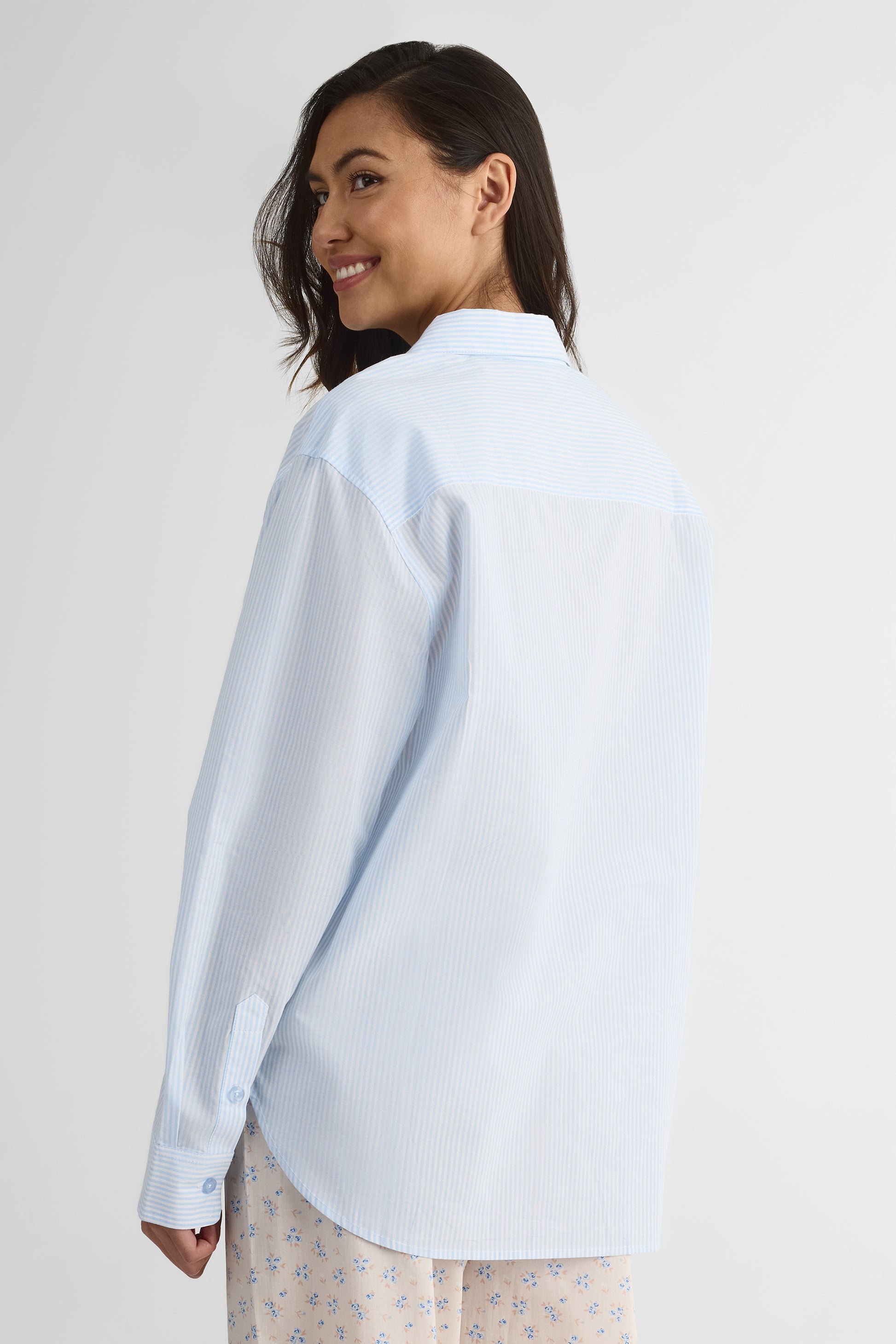 Chemise de nuit en popeline - Femme && BLEU MULTI