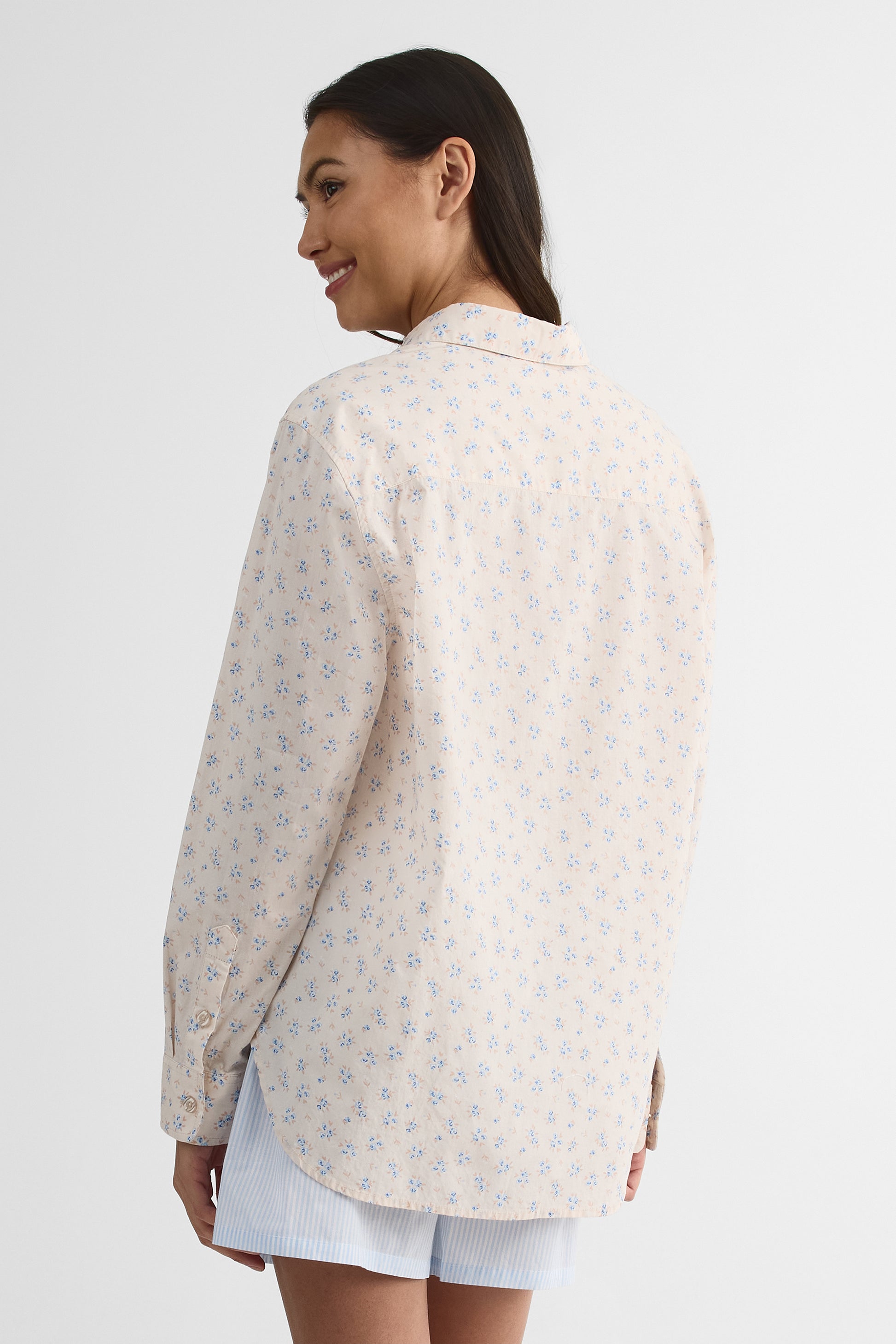 Chemise de nuit en popeline - Femme && BEIGE/MULTI