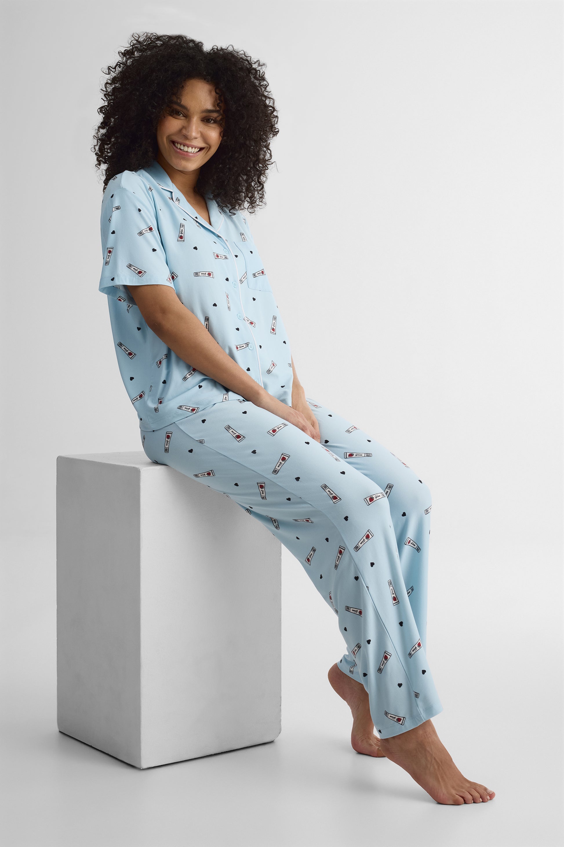 Ensemble de nuit en jersey - Femme && BLEU MULTI