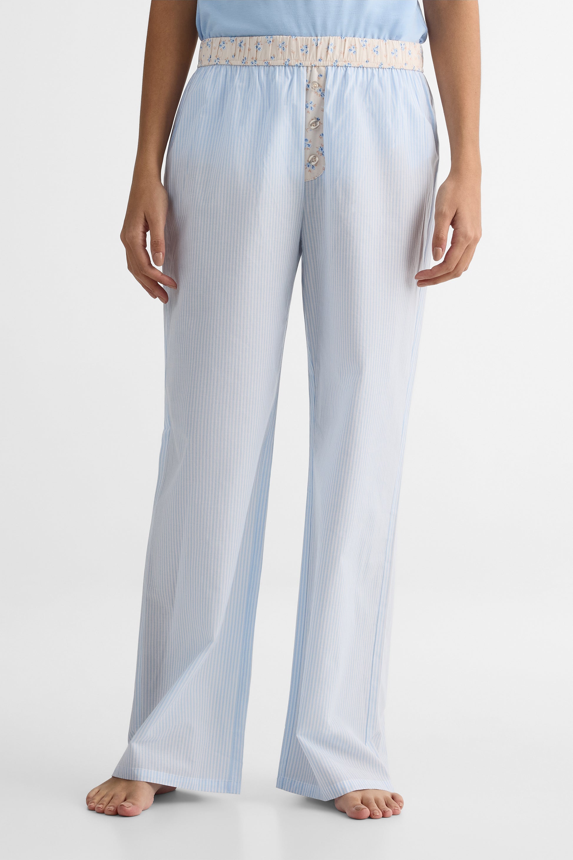 Pantalon de nuit en popeline - Femme && BLEU MULTI