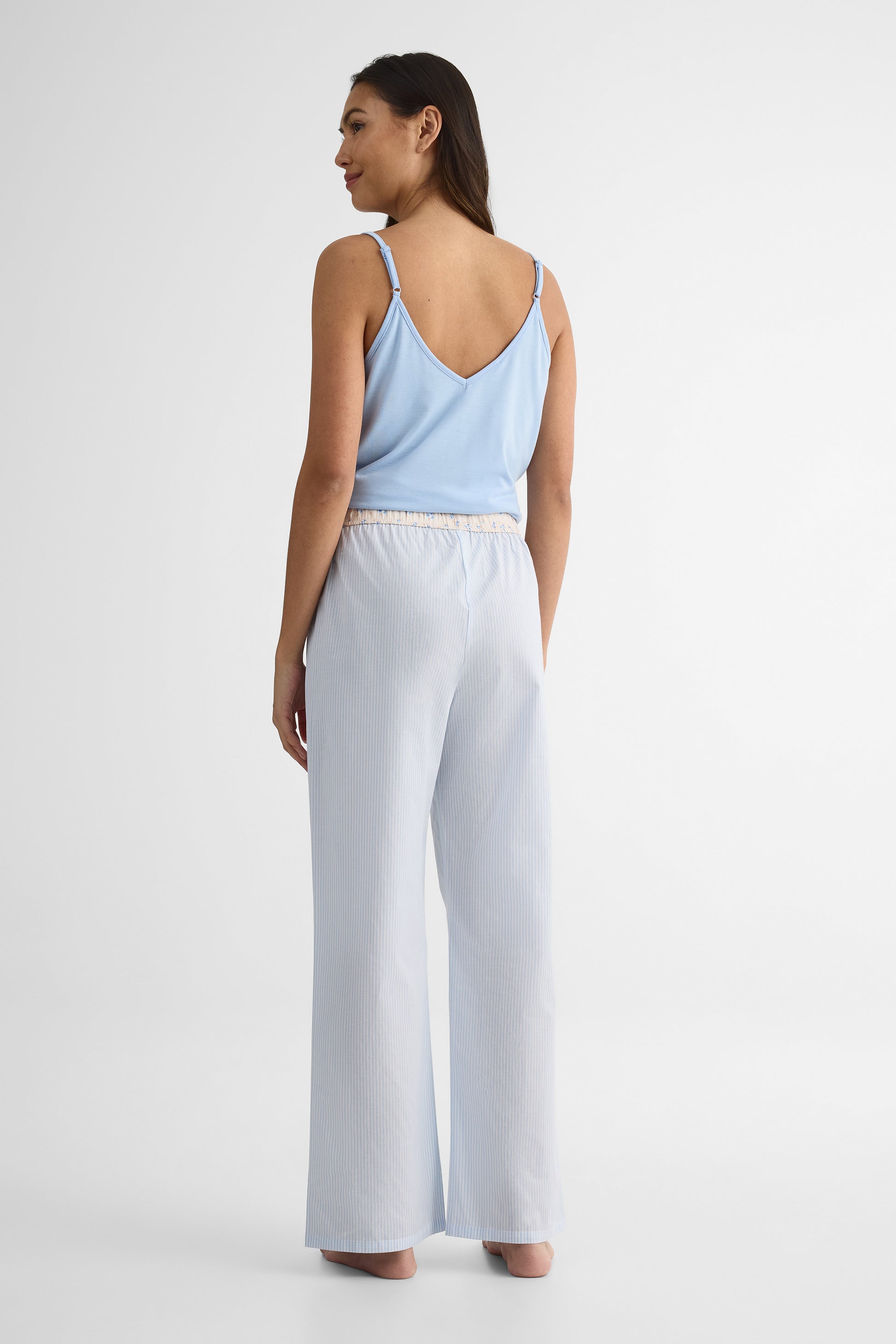 Pantalon de nuit en popeline - Femme && BLEU MULTI