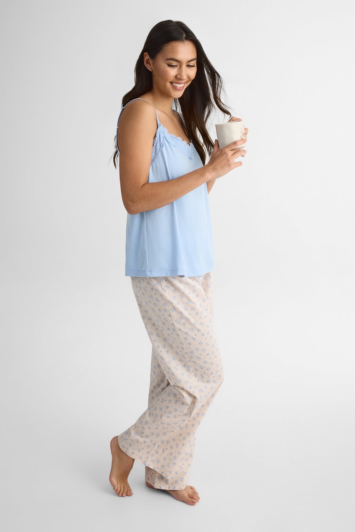 Pantalon de nuit en popeline - Femme && BEIGE/MULTI