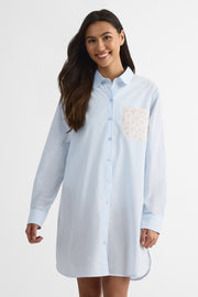 Chemise de nuit en popeline - Femme && BLEU MULTI