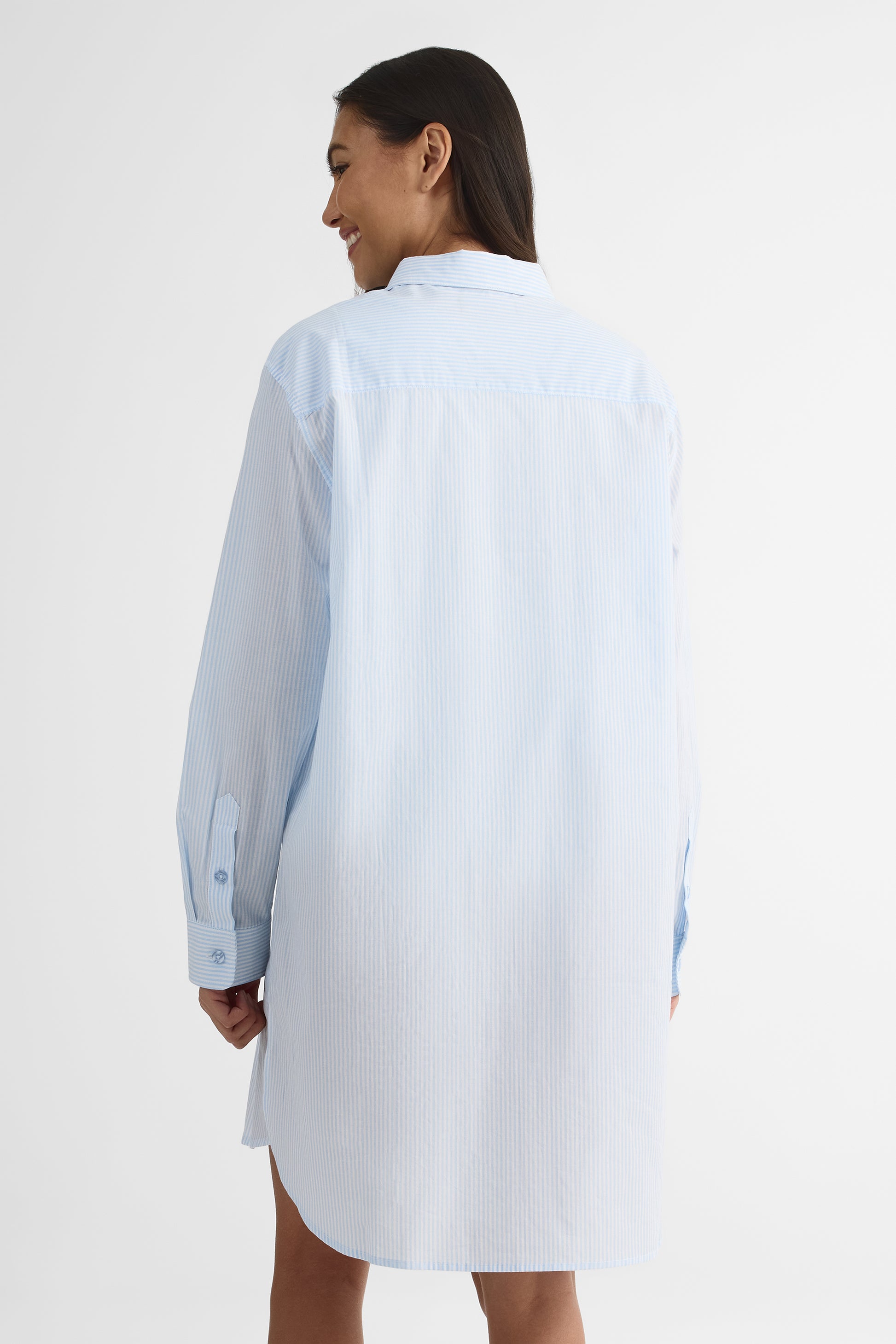 Chemise de nuit en popeline - Femme && BLEU MULTI