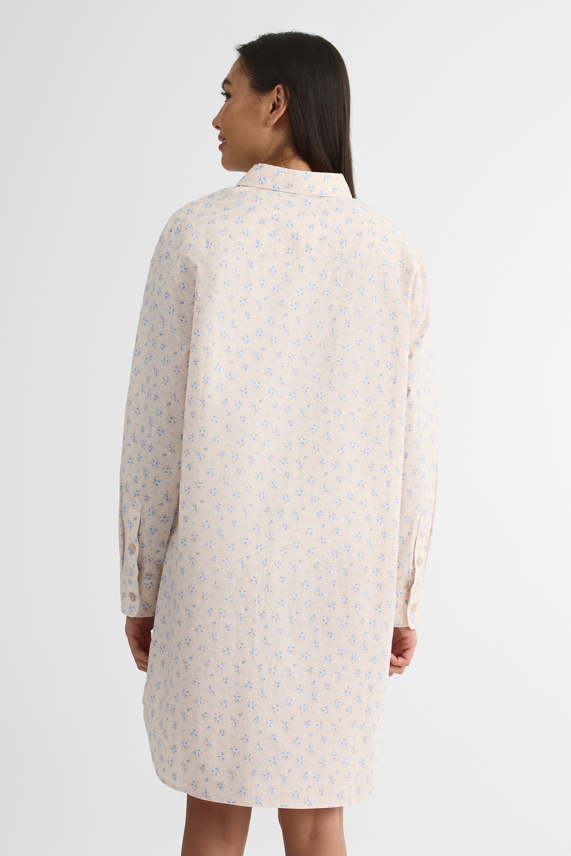 Chemise de nuit en popeline - Femme && BEIGE/MULTI