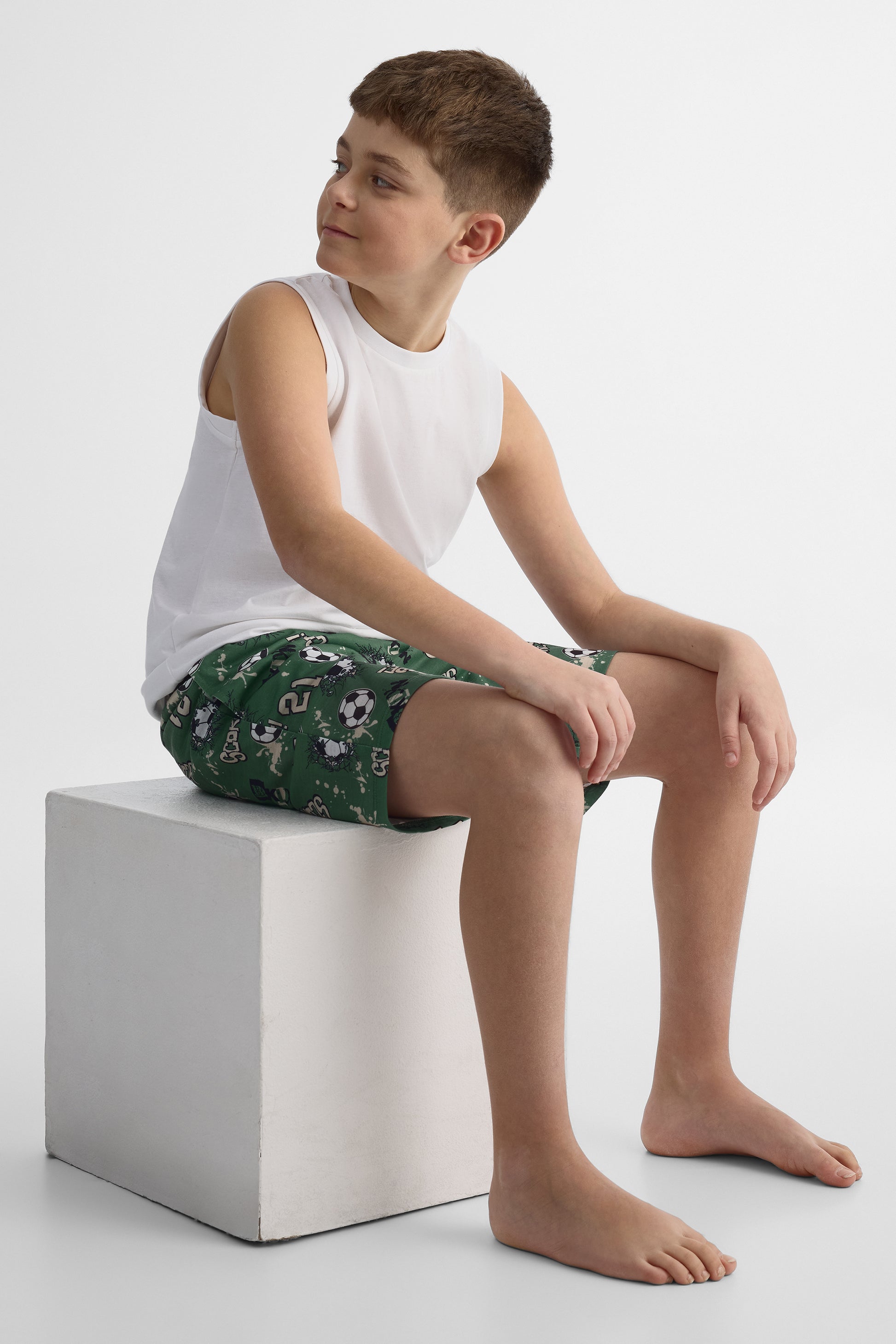 Bermudas de nuit en jersey - Ado garçon && KAKI/MULTI