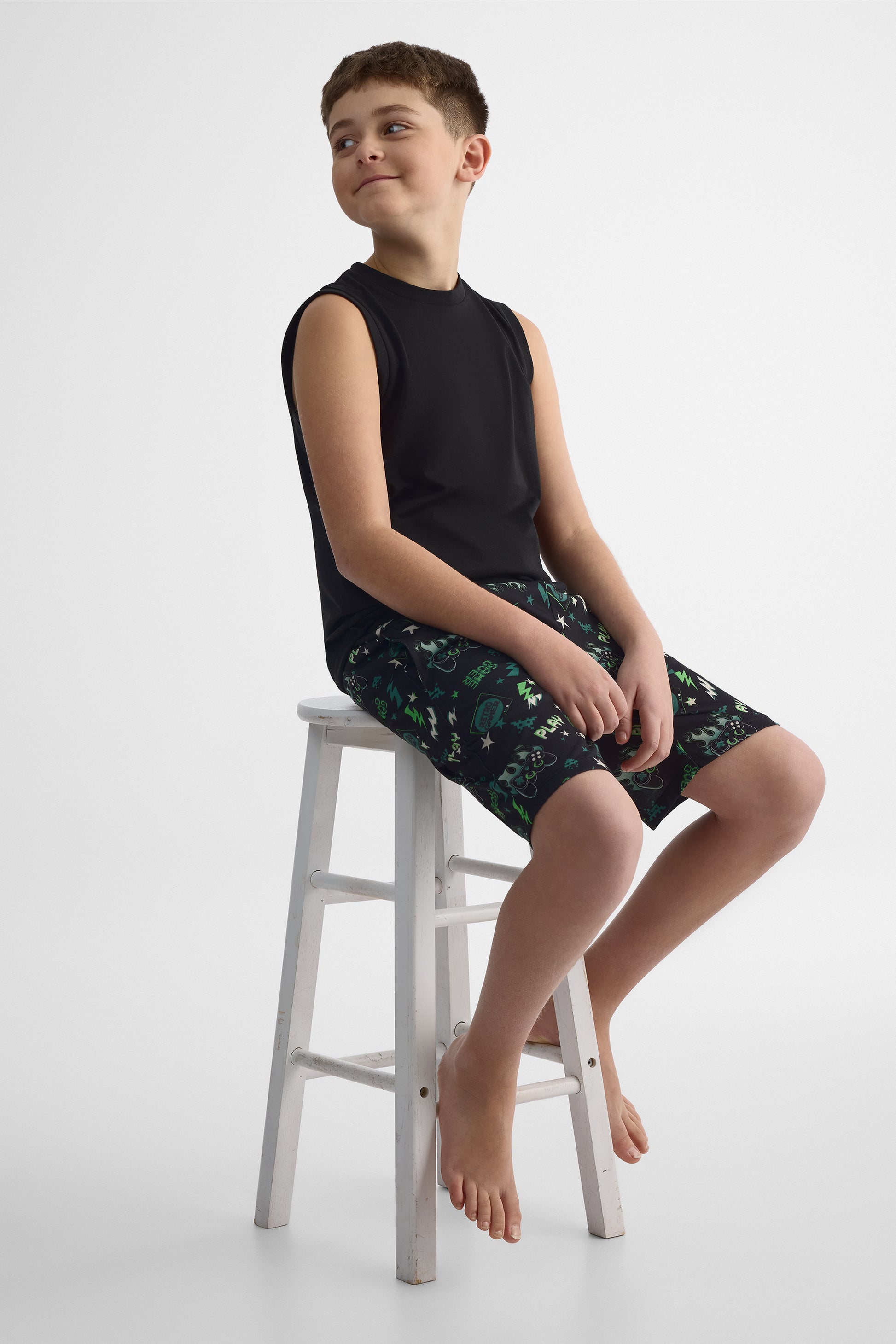 Bermudas de nuit en jersey - Ado garçon && NOIR/MULTI