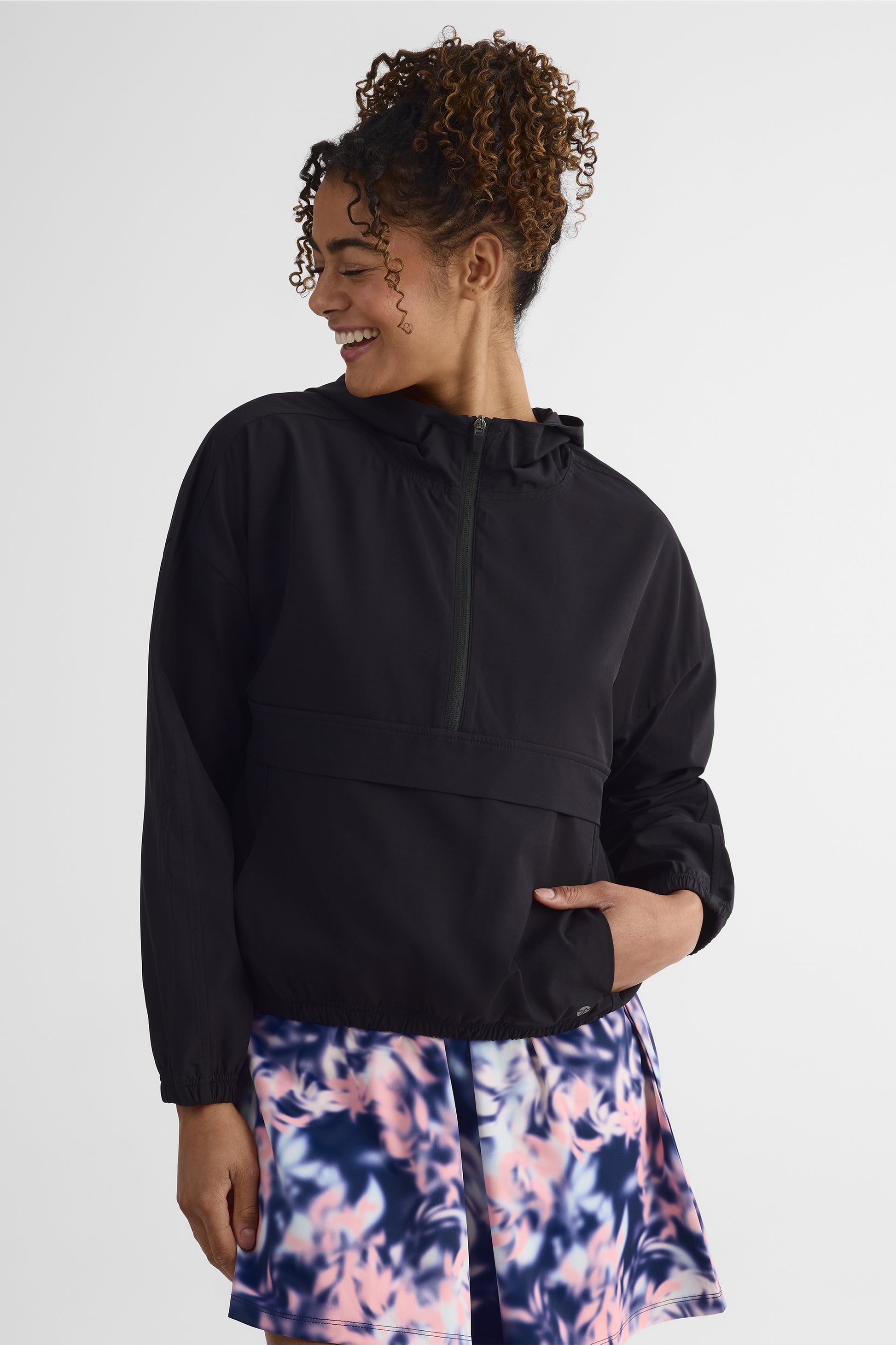 Veste half zip à capuchon - Femme && NOIR